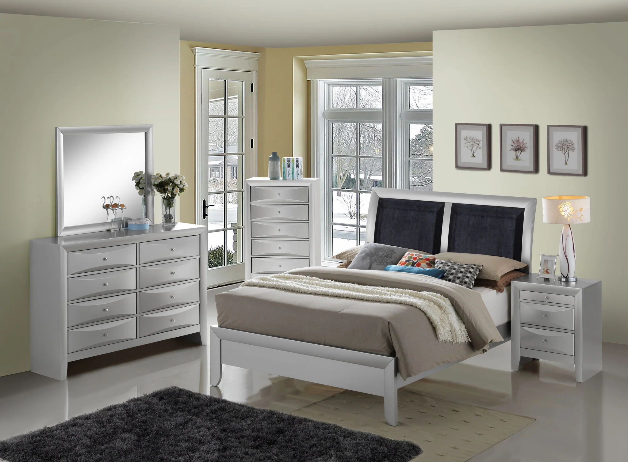 Padded Headboard Design Panel Bed - Image 2