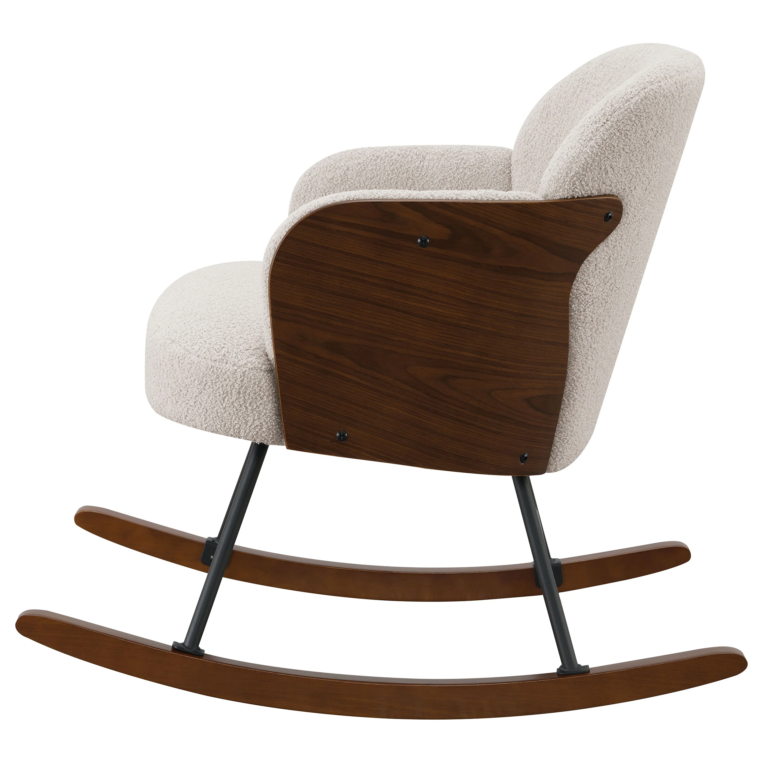 Paige Boucle Upholstered Mid Back Rocking Chair, Beige - Image 2