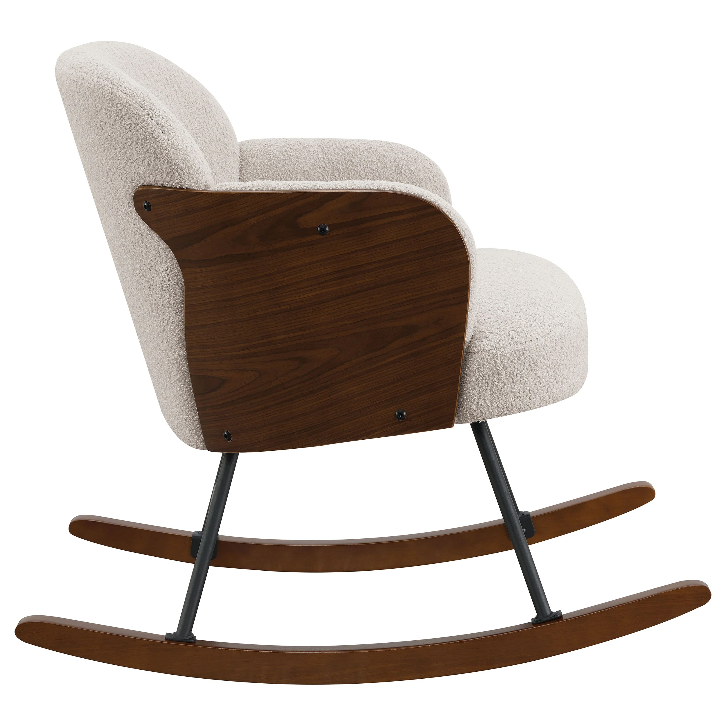 Paige Boucle Upholstered Mid Back Rocking Chair, Beige - Image 6