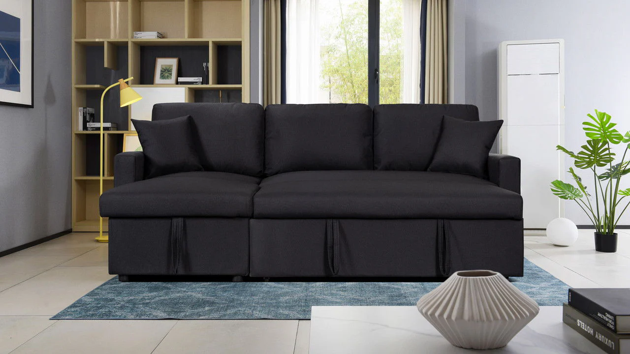 Paisley - Fabric Reversible Sleeper Sectional Sofa With Storage Chaise - Image 2