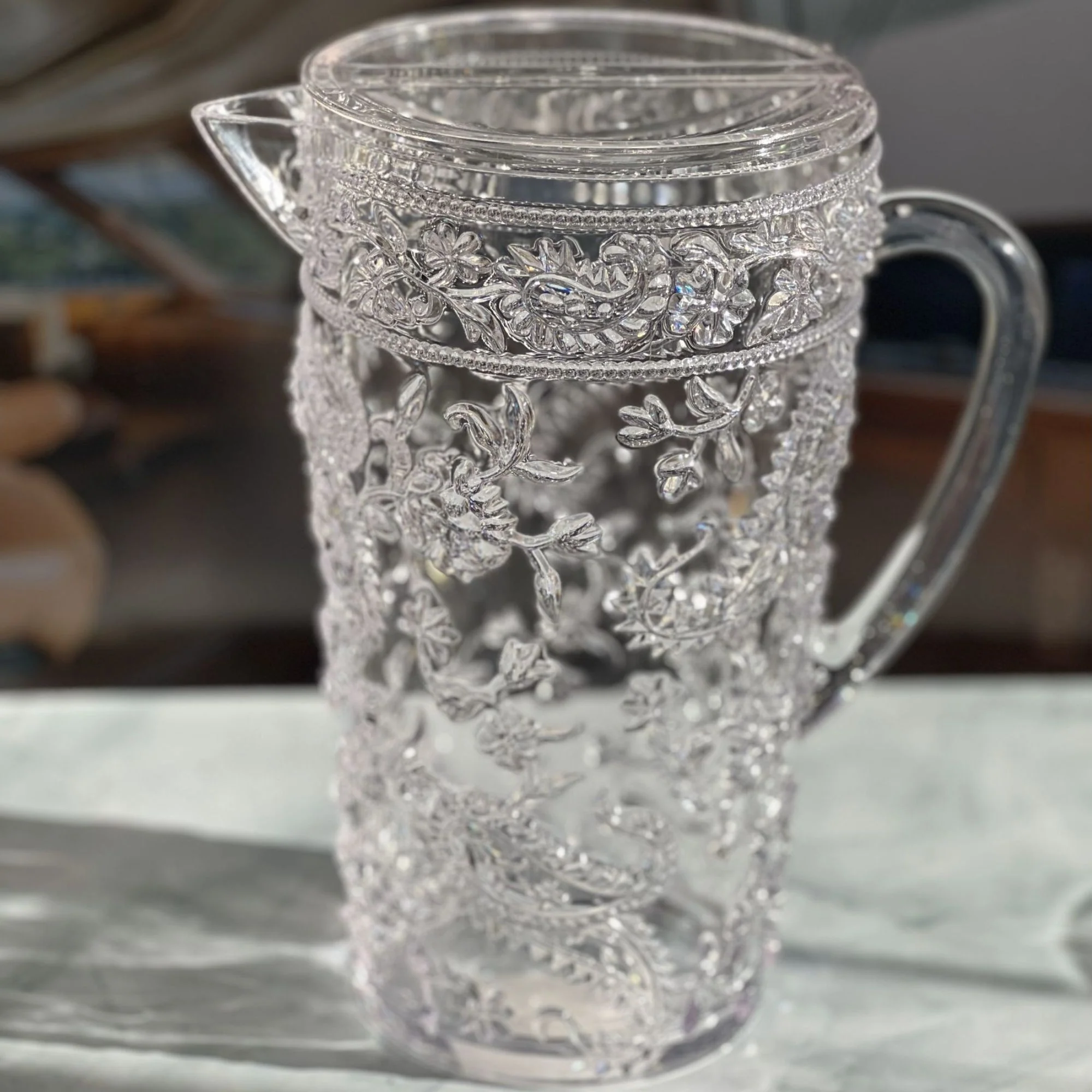 Paisley Unbreakable Plastic Water Pitcher With Lid And Spout - Image 3