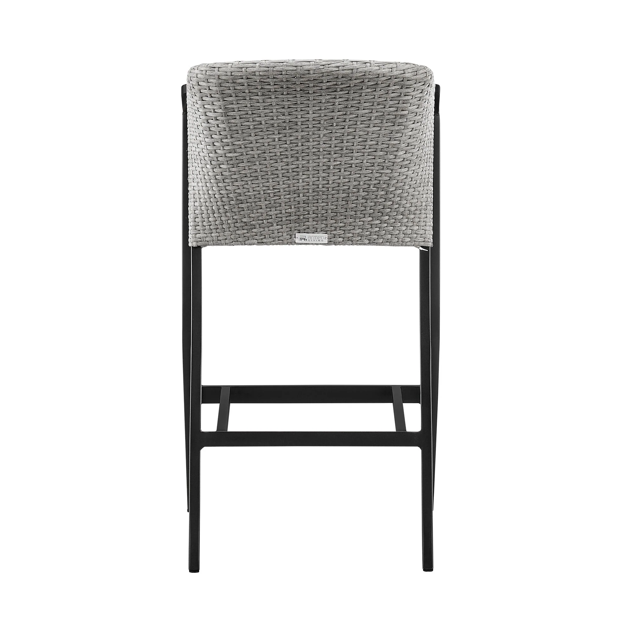 Palma - Outdoor Patio Bar Stool In Aluminum And Wicker With Gray Cushions - Image 8