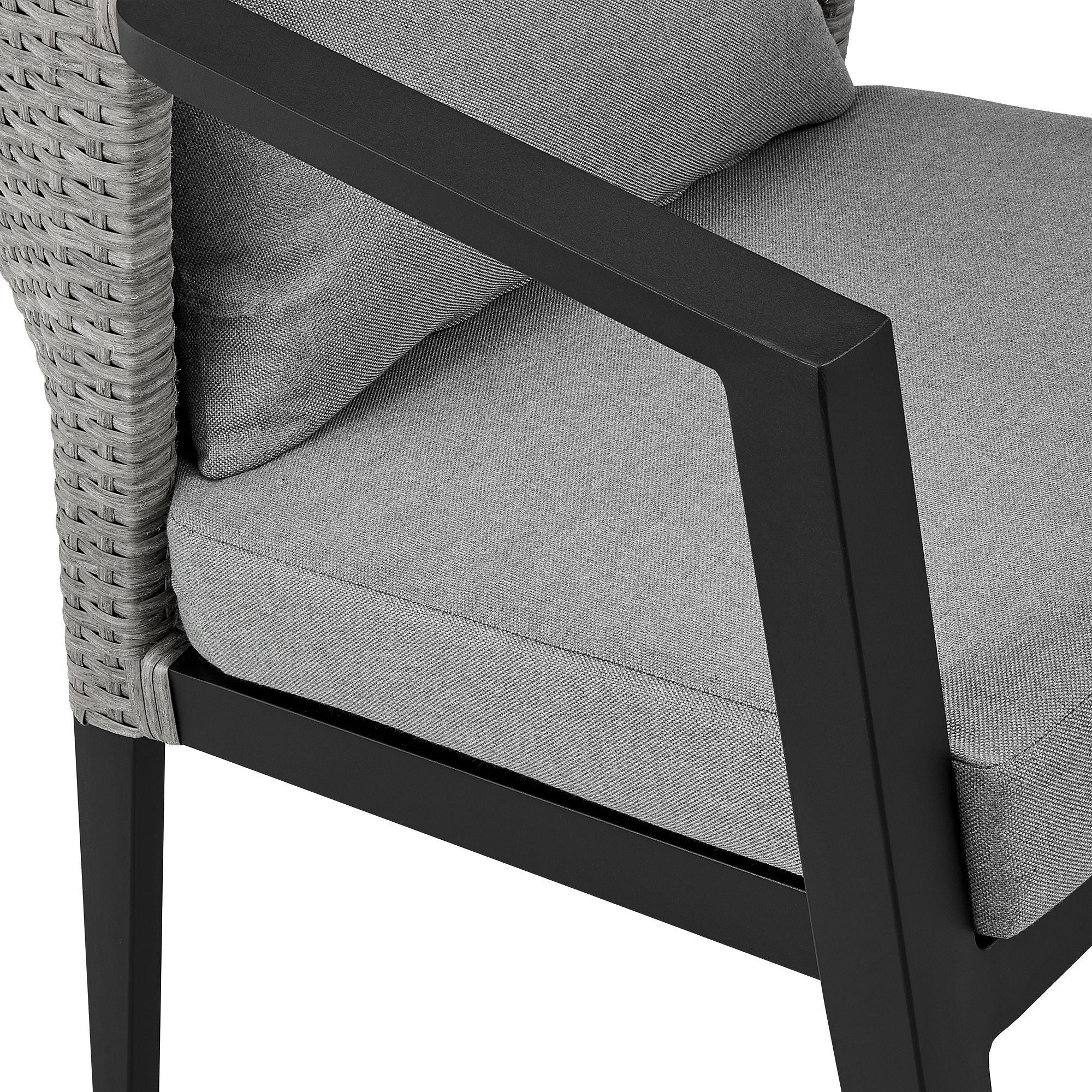 Palma - Outdoor Patio Dining Chairs In Aluminum And Wicker With Gray Cushions - (Set Of 2) - Image 6