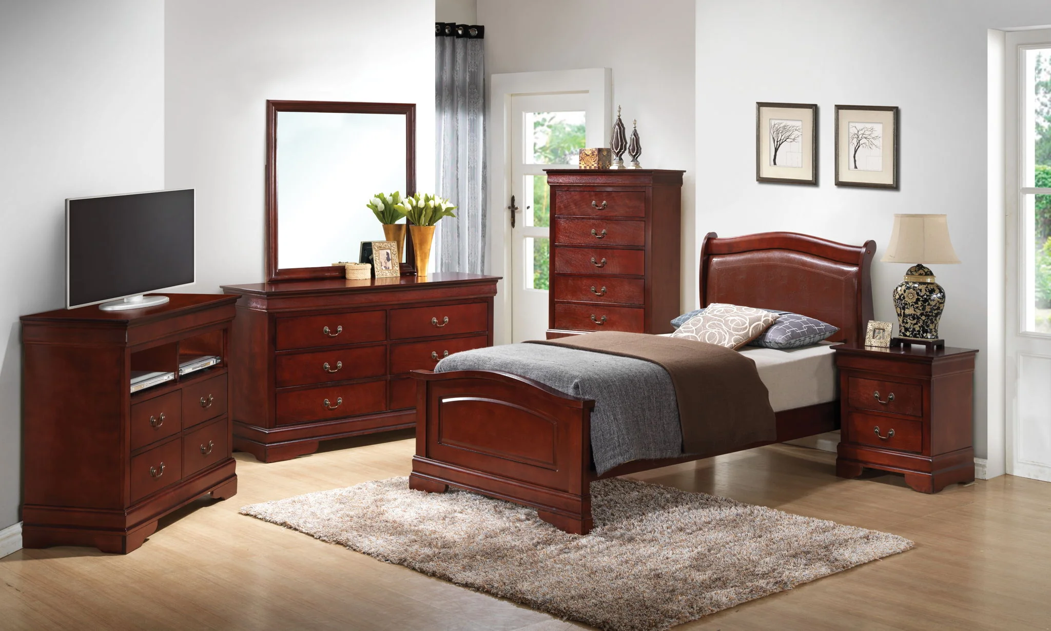 Panel Sleigh Bed Elegantly Crafted - Image 13