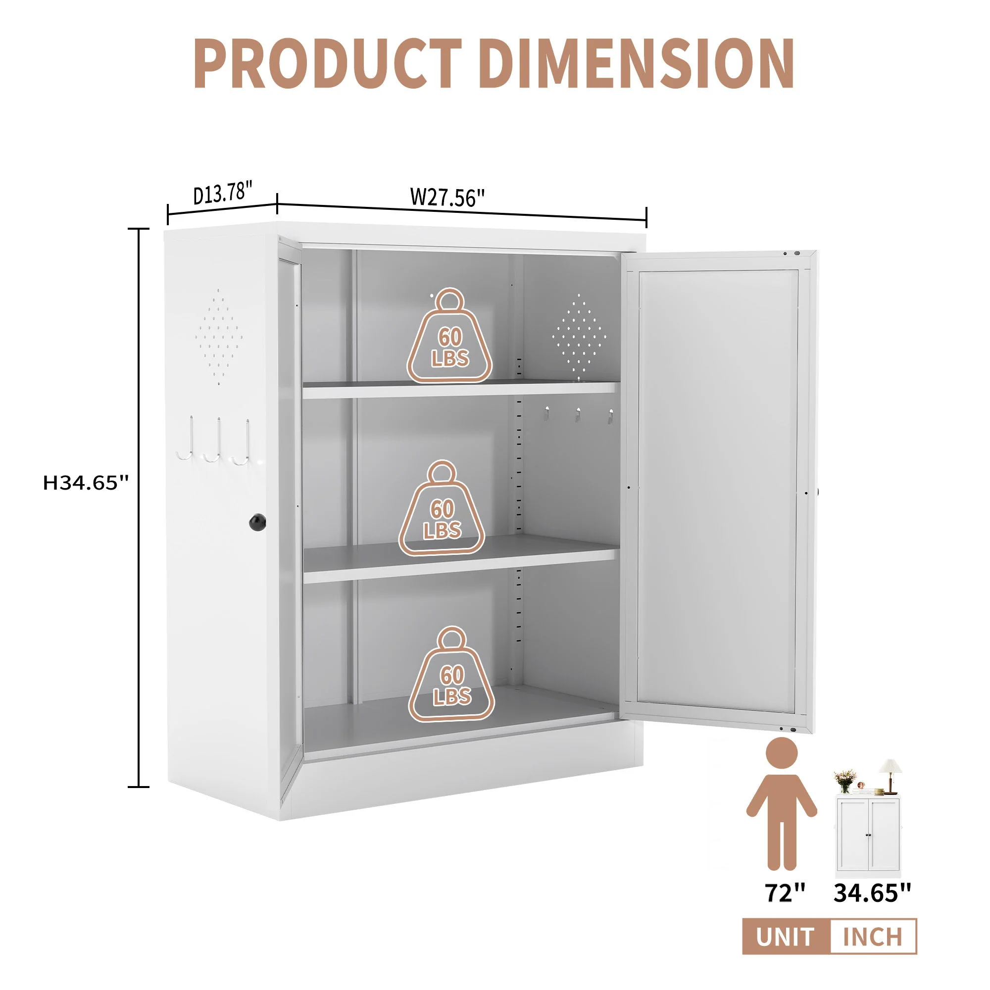 Pantry Cabinet With Adjustable Shelves Freestanding Kitchen Storage Organizer - White - Image 3
