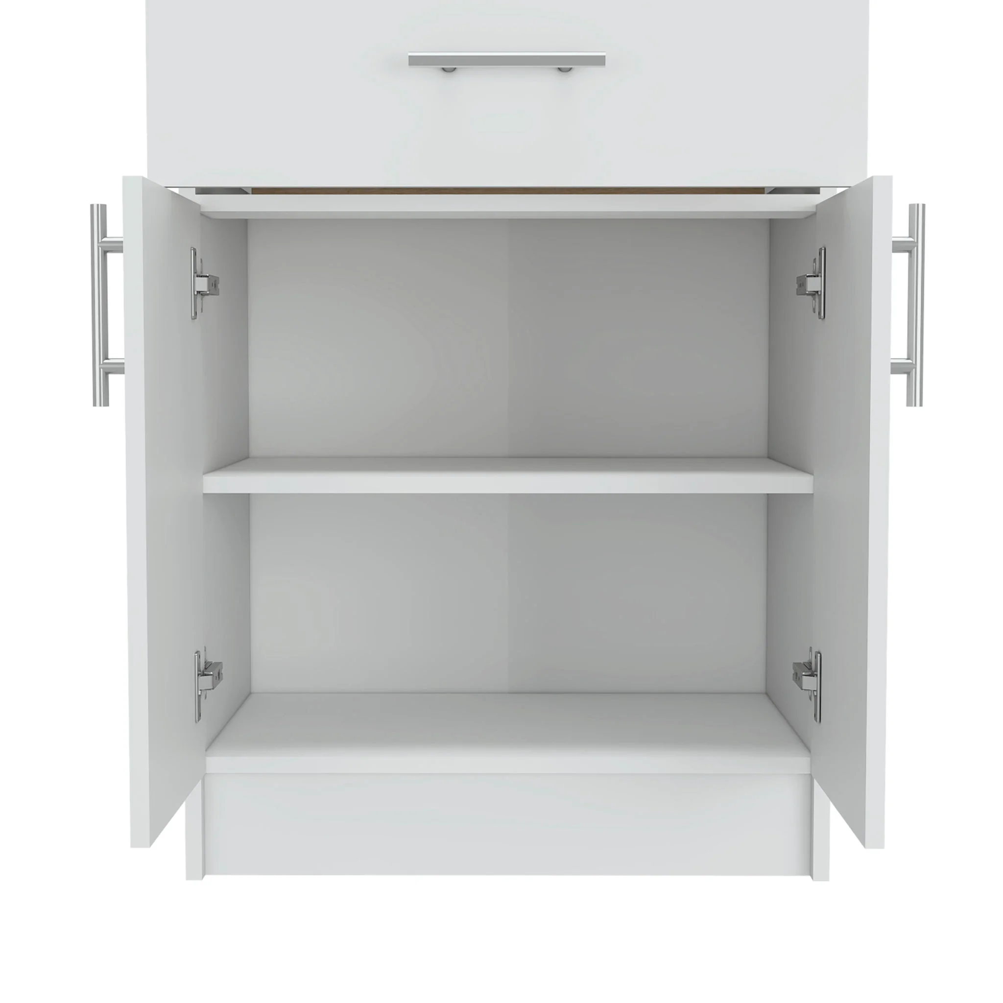 Pantry Organizer Cabinet One Drawer, Two Interior Shelves, Two Doors - White / Light Oak - Image 4