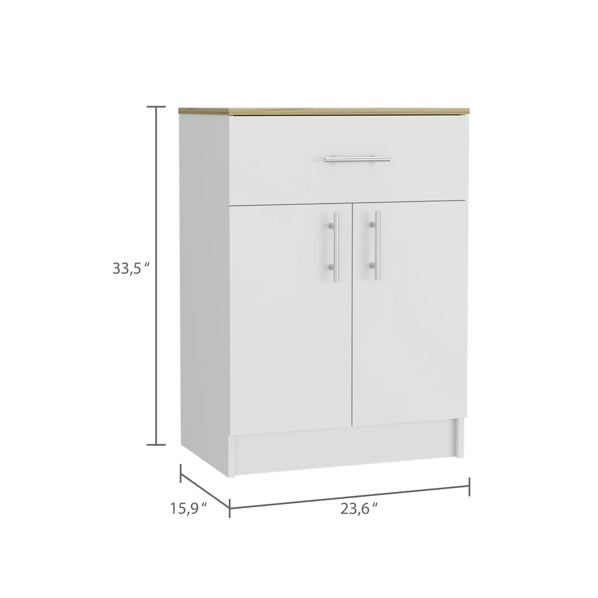 Pantry Organizer Cabinet One Drawer, Two Interior Shelves, Two Doors - White / Light Oak - Image 9