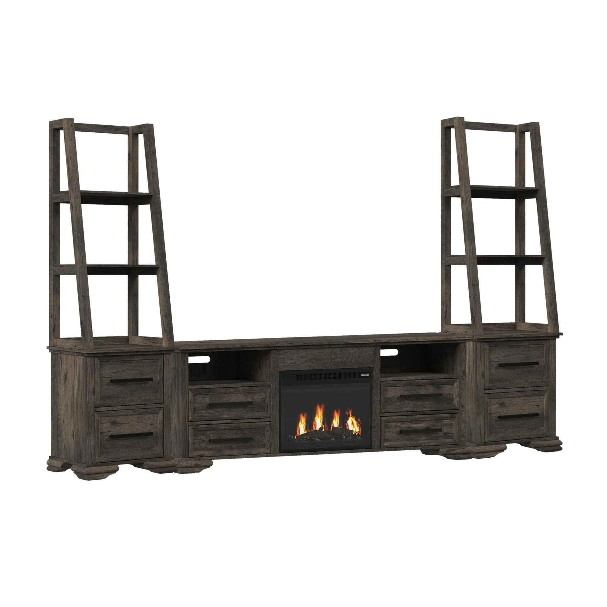 Park Ridge - 4 Piece Entertainment Unit With 71'' TV Console - Charcoal