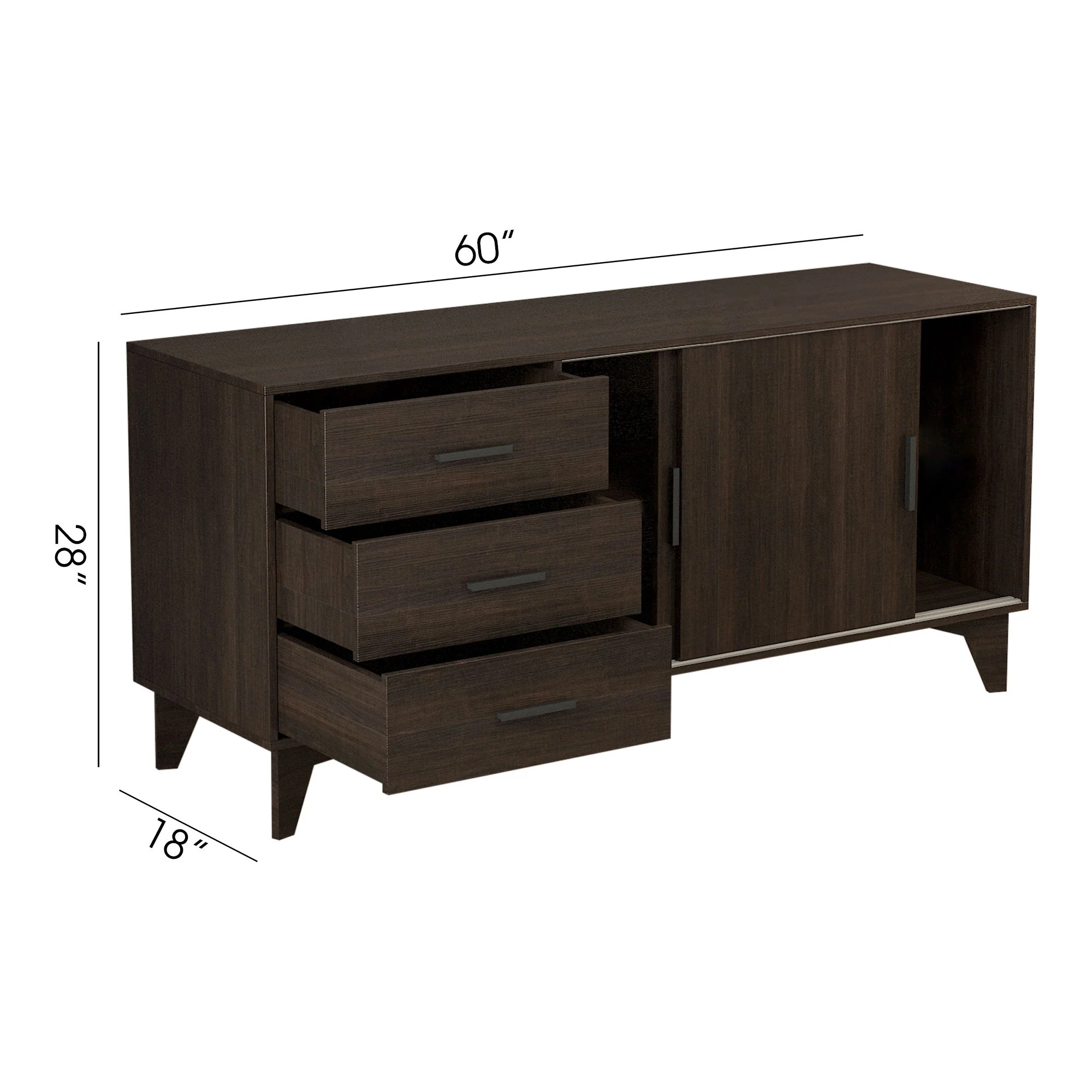 Parker - TV Stand With Sliding Doors And Drawers - Dark Brown - Image 2