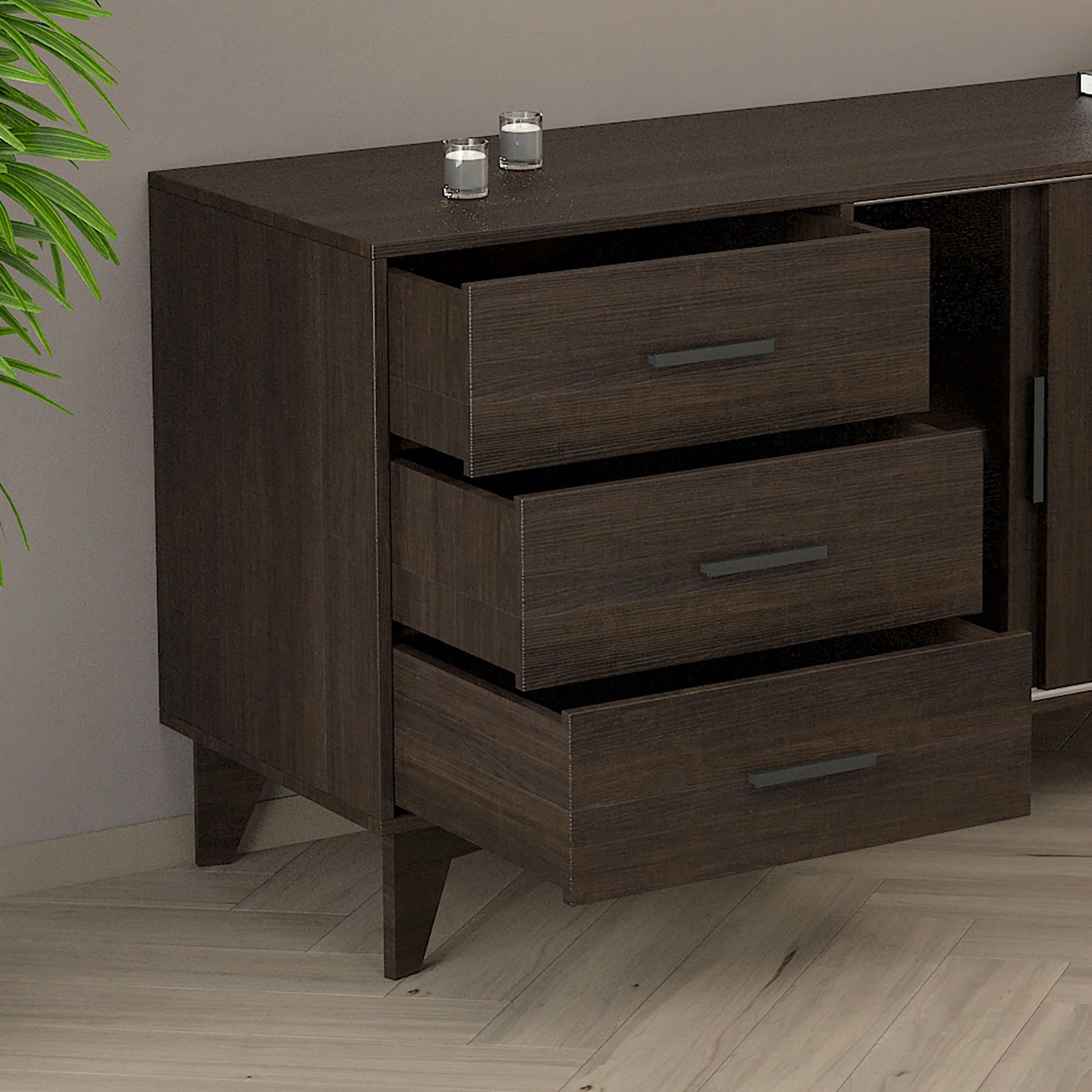 Parker - TV Stand With Sliding Doors And Drawers - Dark Brown - Image 5