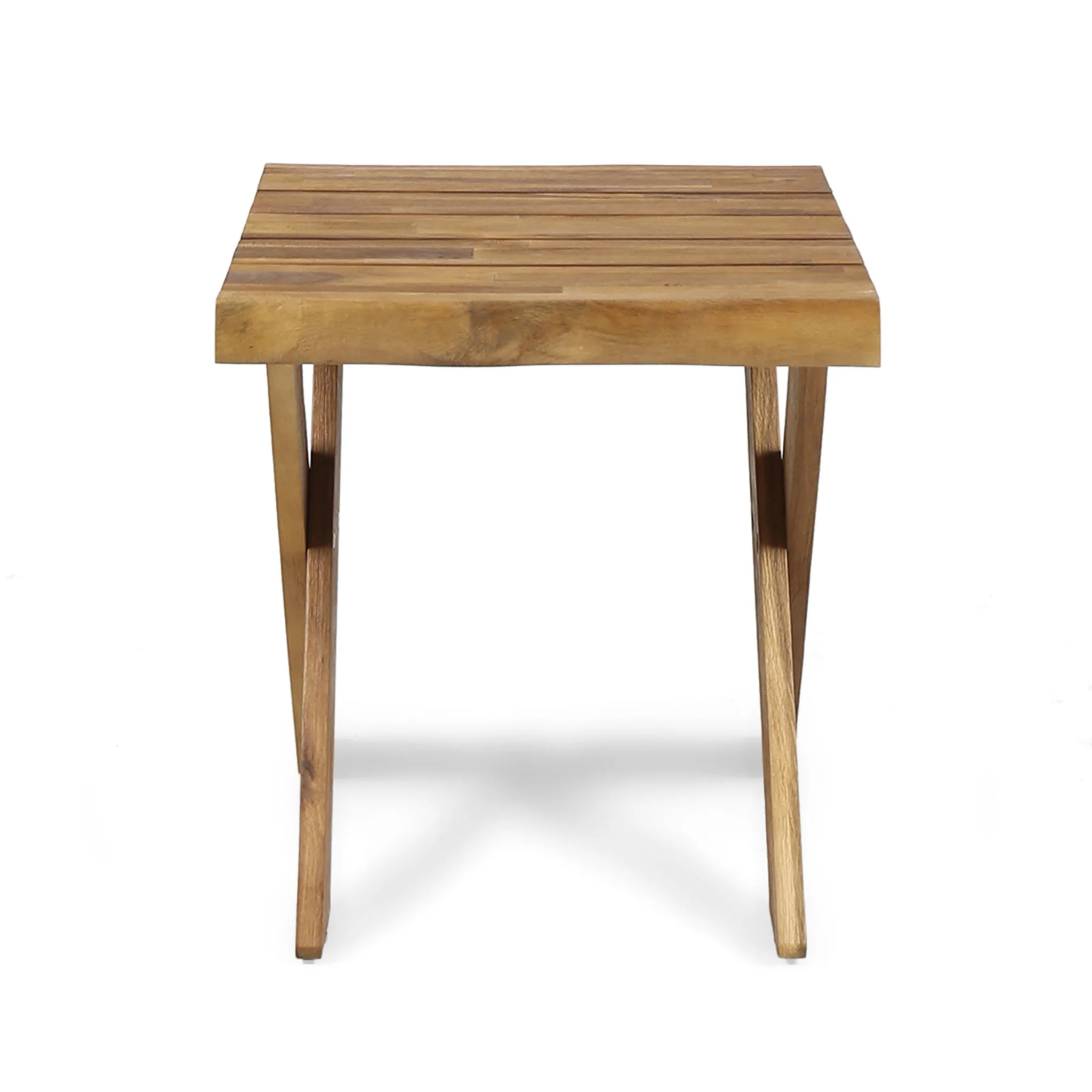 Passion - Outdoor Side Table With Cross Base And Slatted Top - Teak - Image 5
