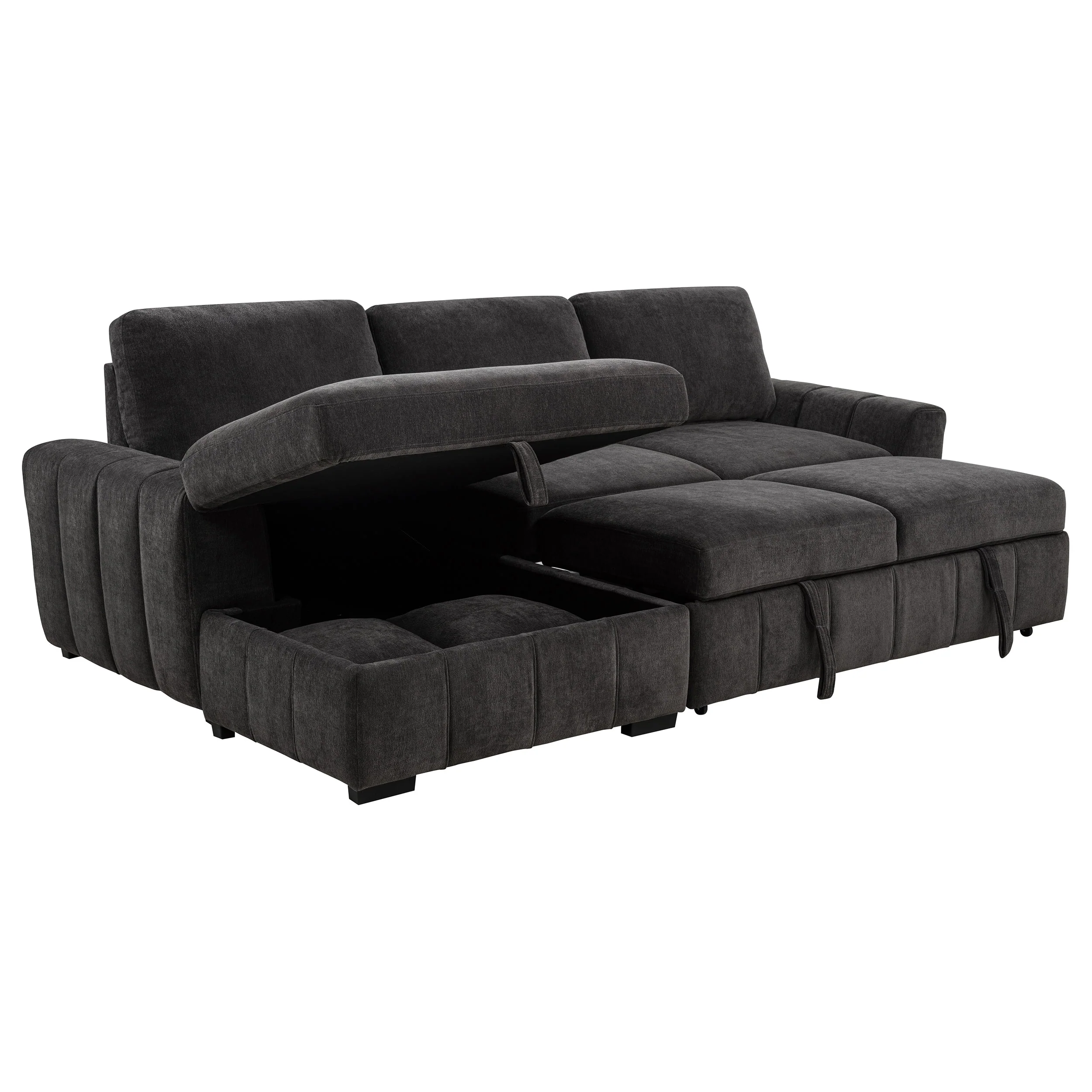 Pastrana Upholstered Sleeper Sectional Sofa Charcoal Grey - Image 10