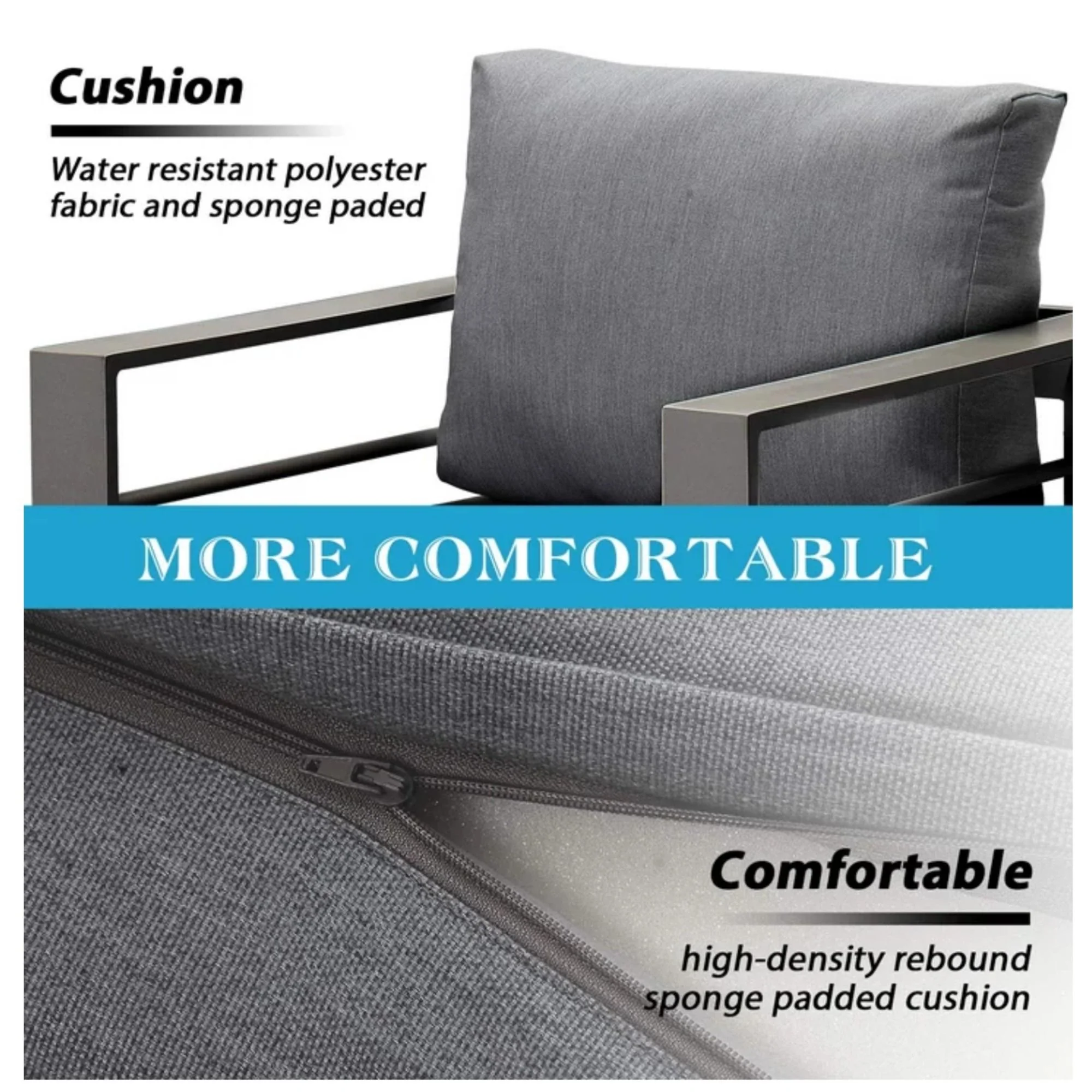 Patio Armchairs With Thick Cushions, All Weather (Set of 2) - Gray / Gray - Image 2