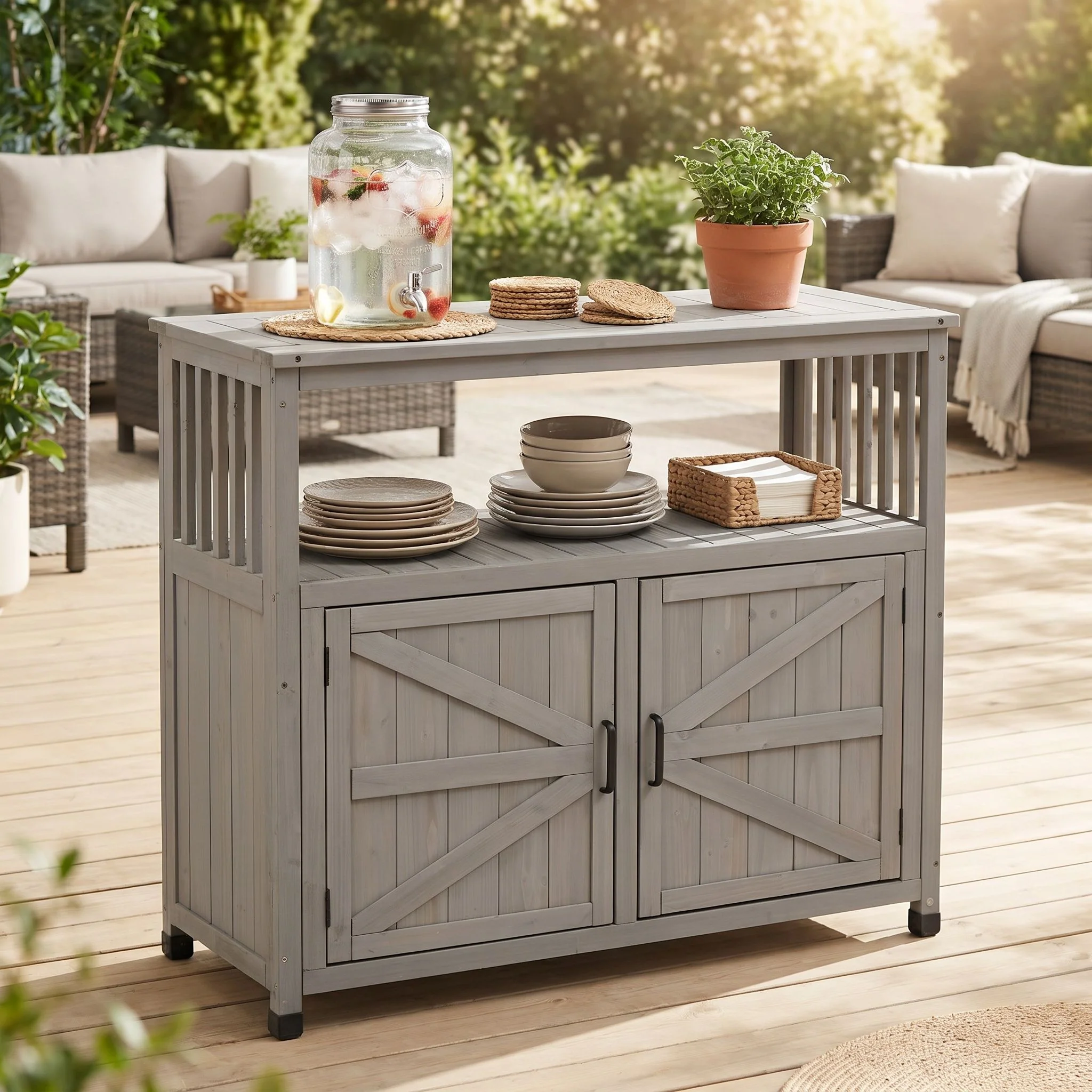 Patio Bar Table Set With Storage - Image 17