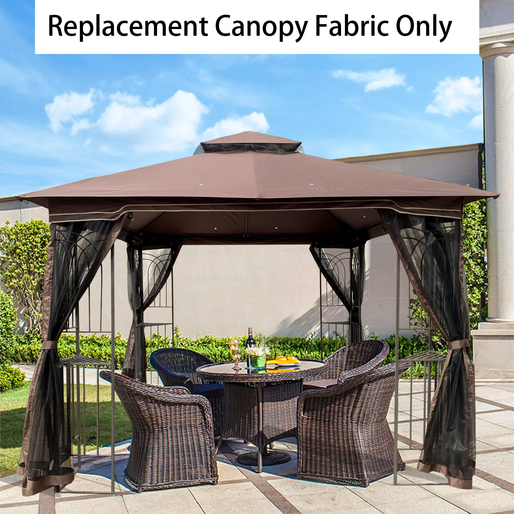 Patio Double Roof Gazebo Replacement Canopy Top Fabric - Image 5
