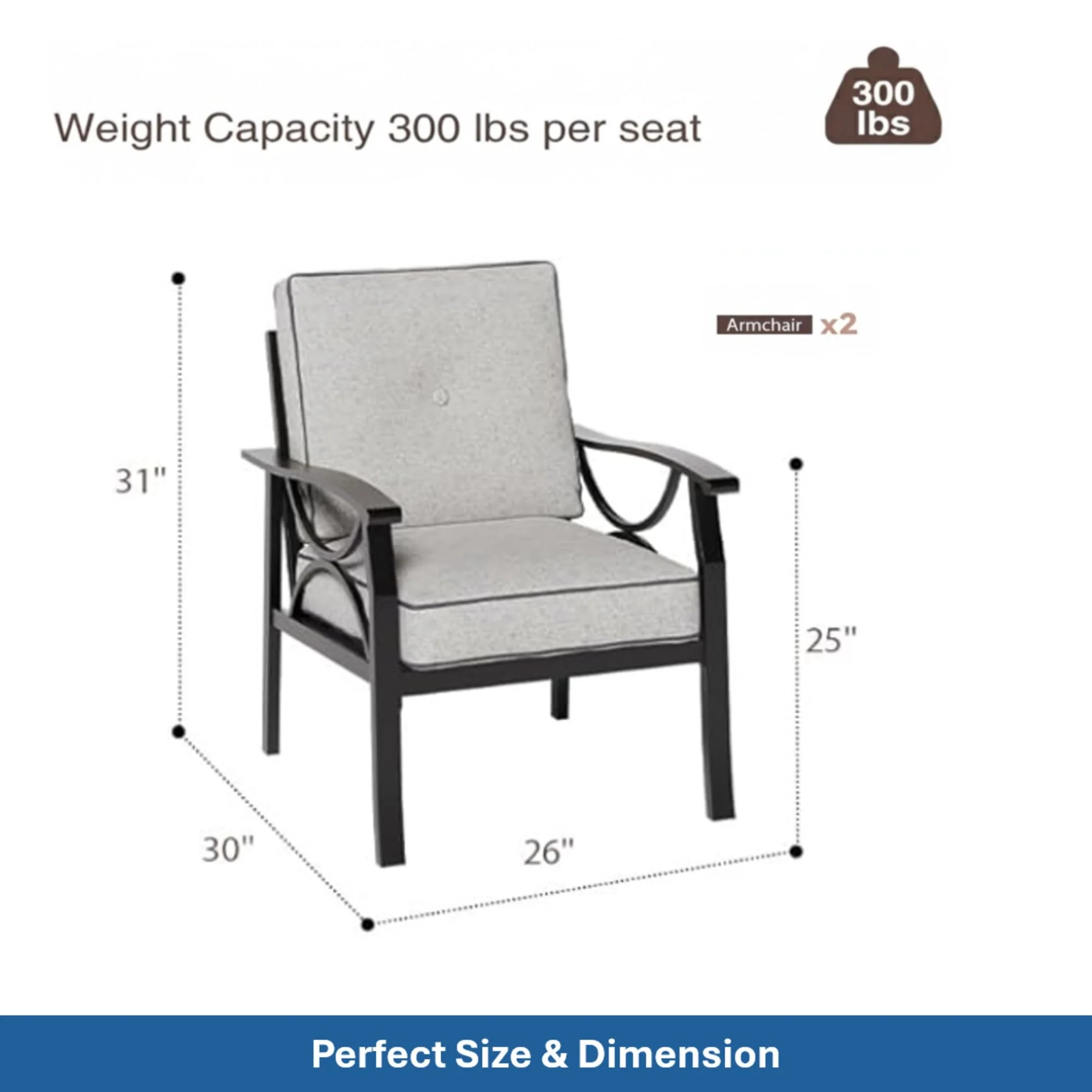 Patio Furniture Set With Coffee Table And Cushions For Backyard - Image 54