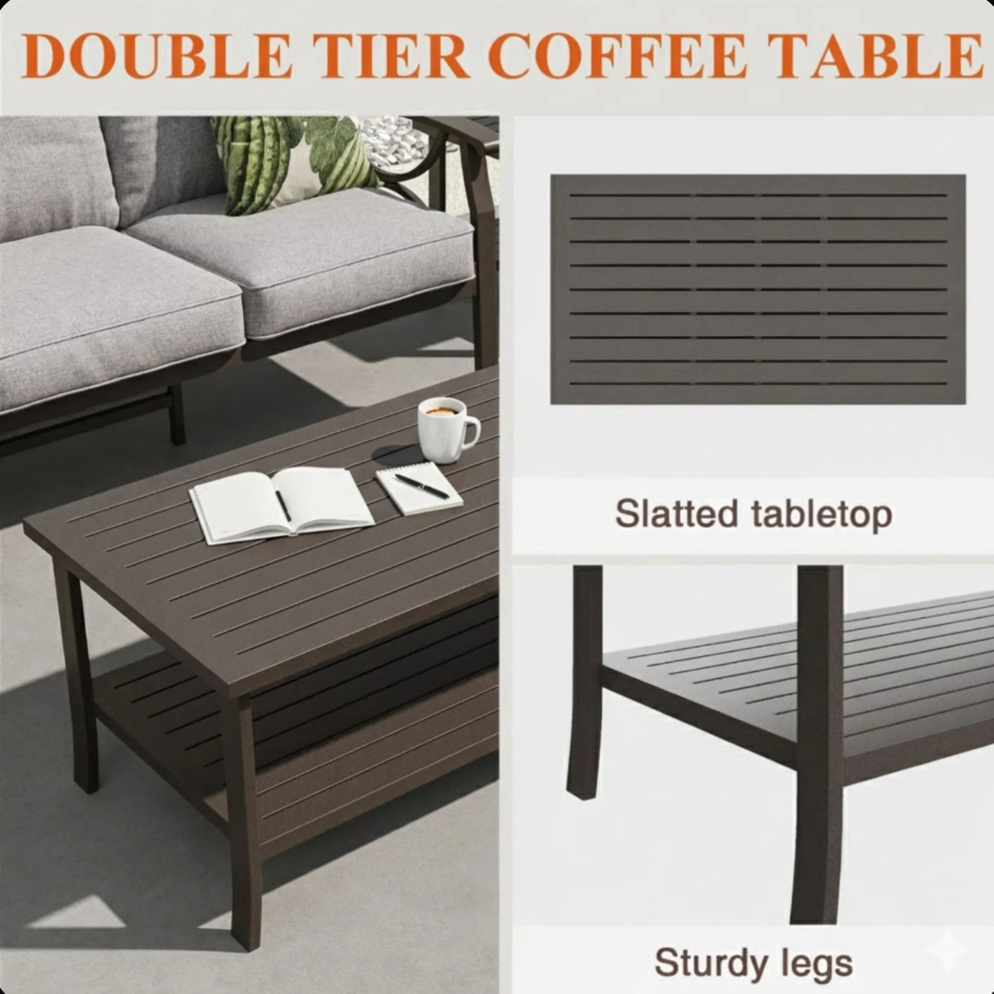Patio Furniture Set With Coffee Table And Cushions For Backyard - Image 78