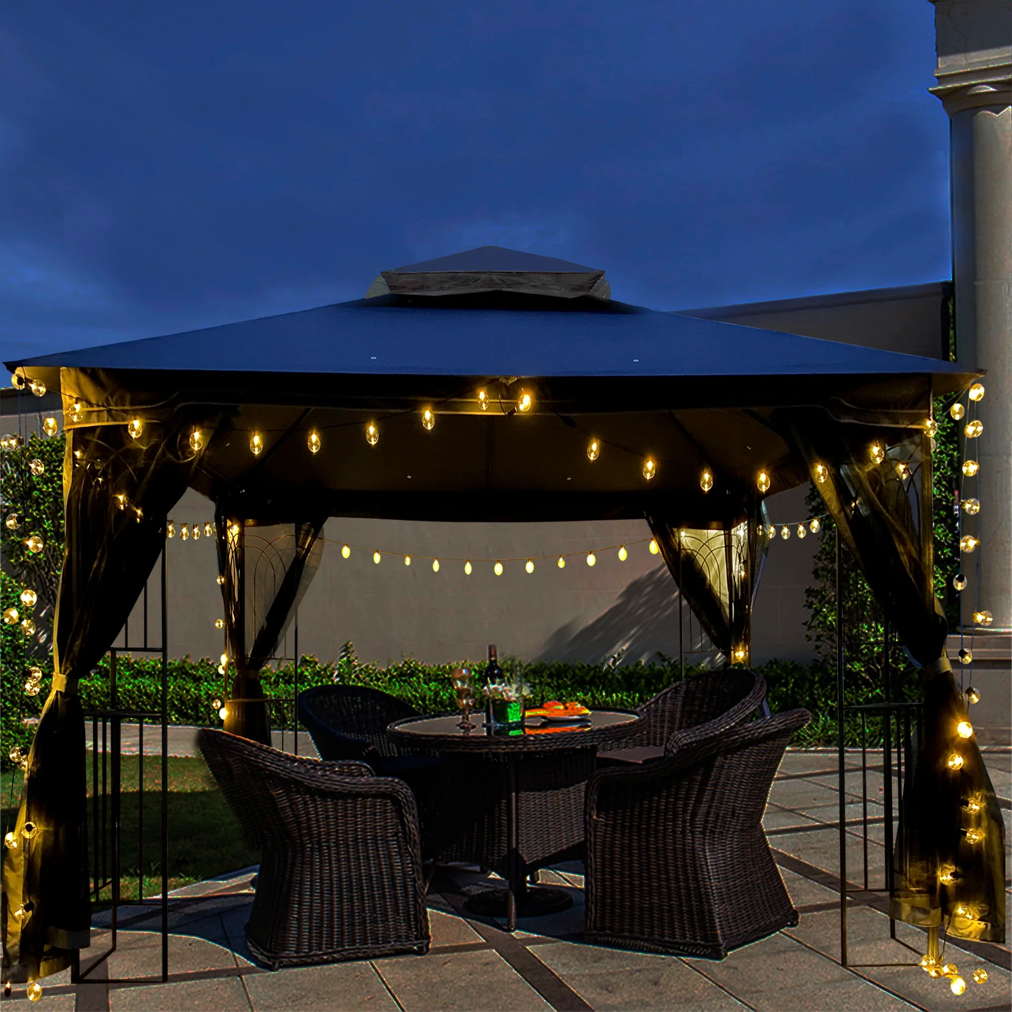 Patio Gazebo Tent With Ventilated Double Roof And Mosquito Net - Image 18