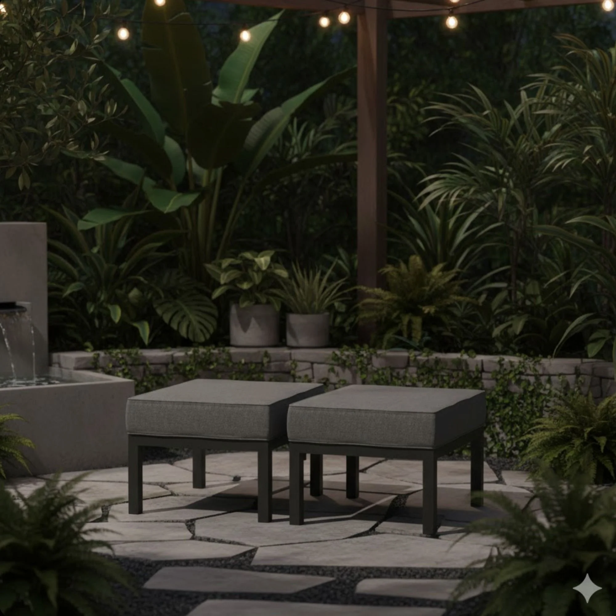 Patio Ottomans With Cushions, All-Weather Footrests (Set of 2) - Image 13
