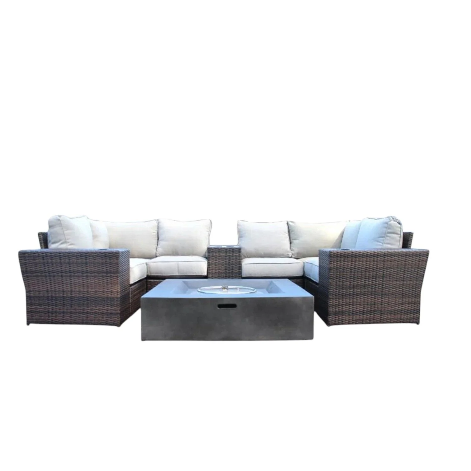 Patio Seating Set With Cushions And Fire Pit - Brown - Image 7