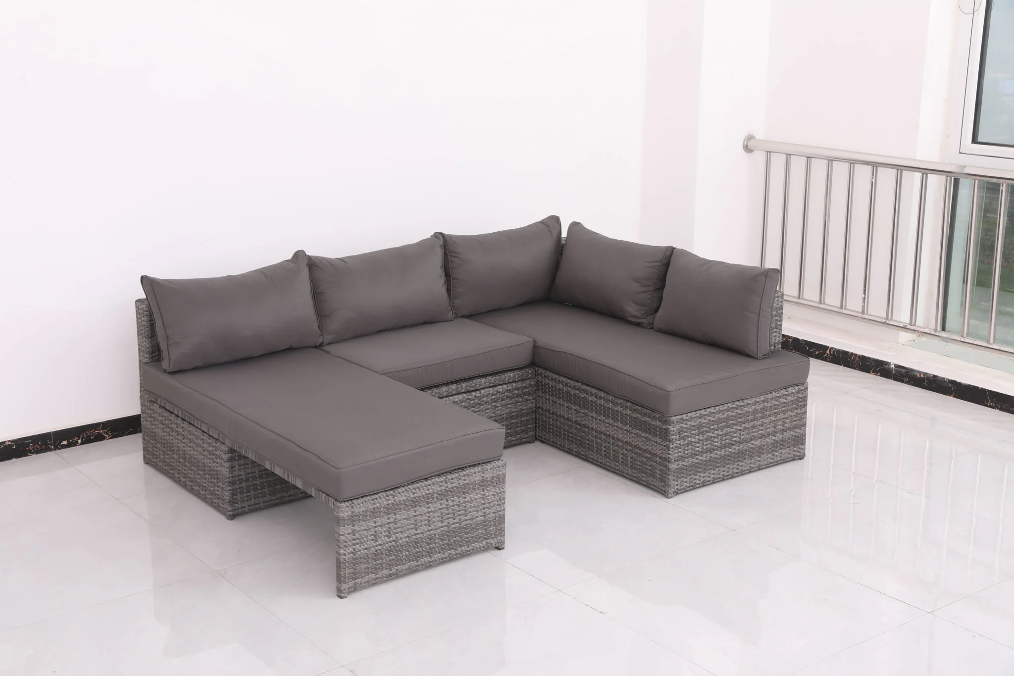 Patio Sofa With Cushions - Gray - Image 3