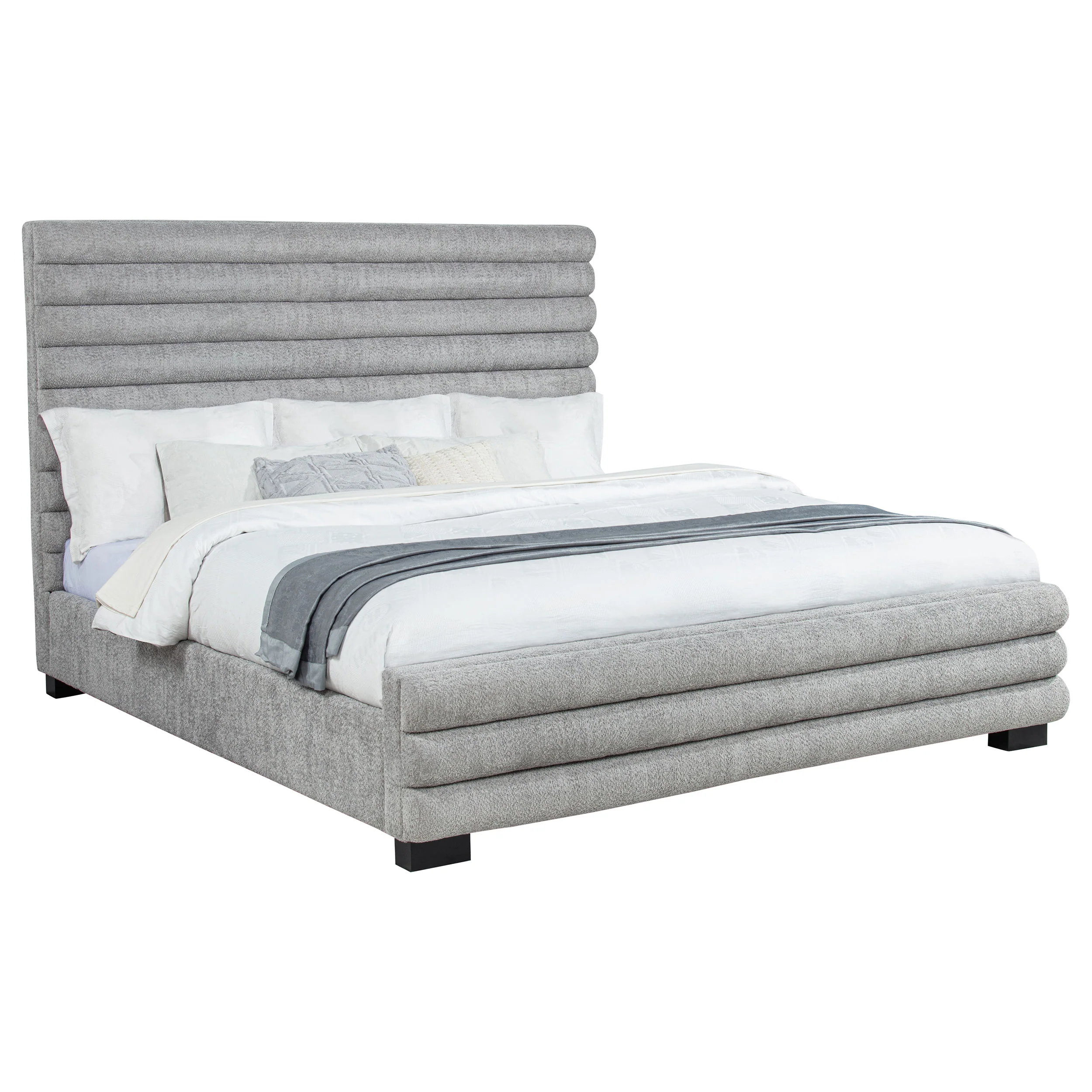 Patricia 58-inch Boucle Upholstered Eastern King Bed Grey - Image 3