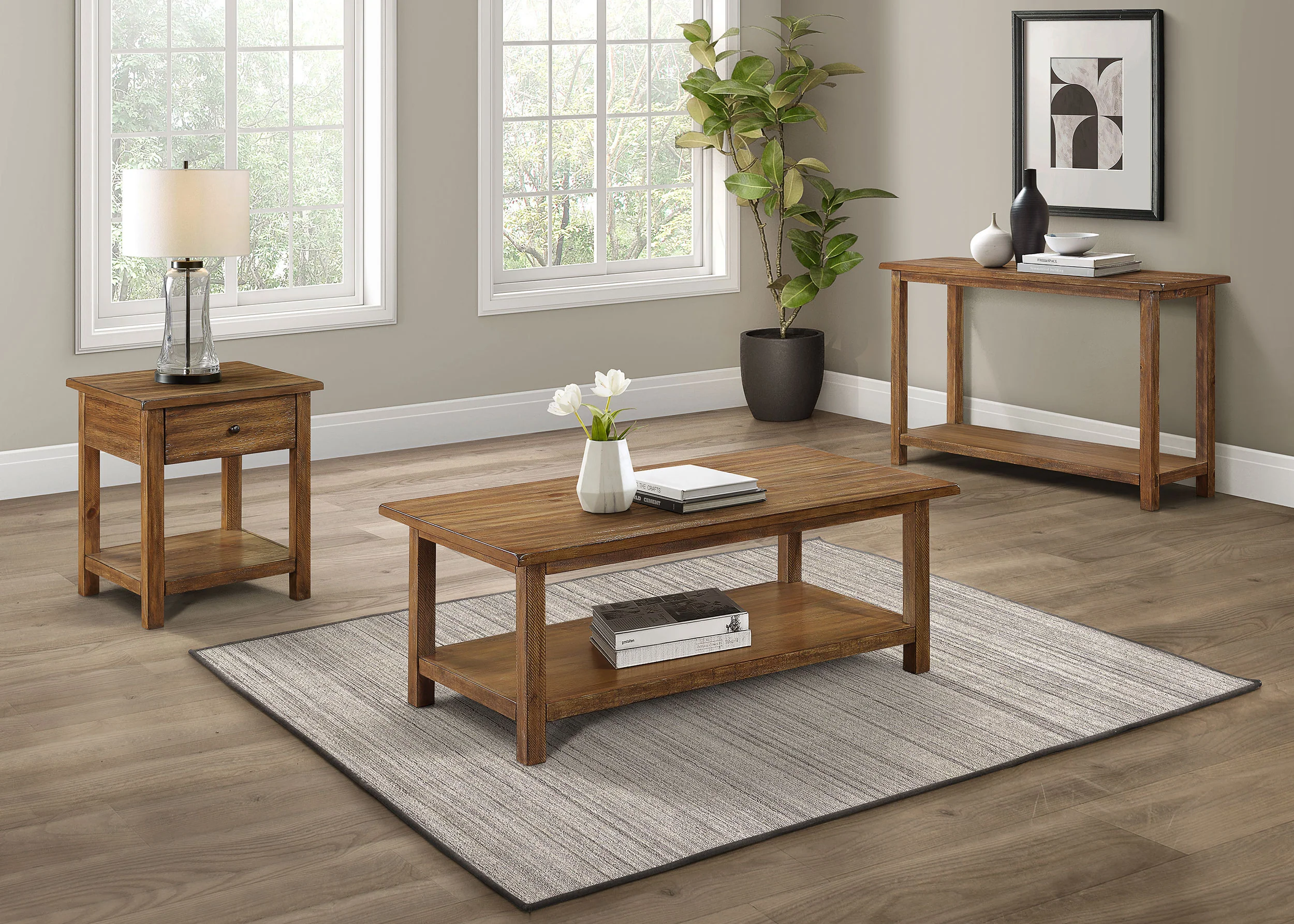 Payne 1-Drawer Wood End Table with Shelf, Distressed Brown - Image 7