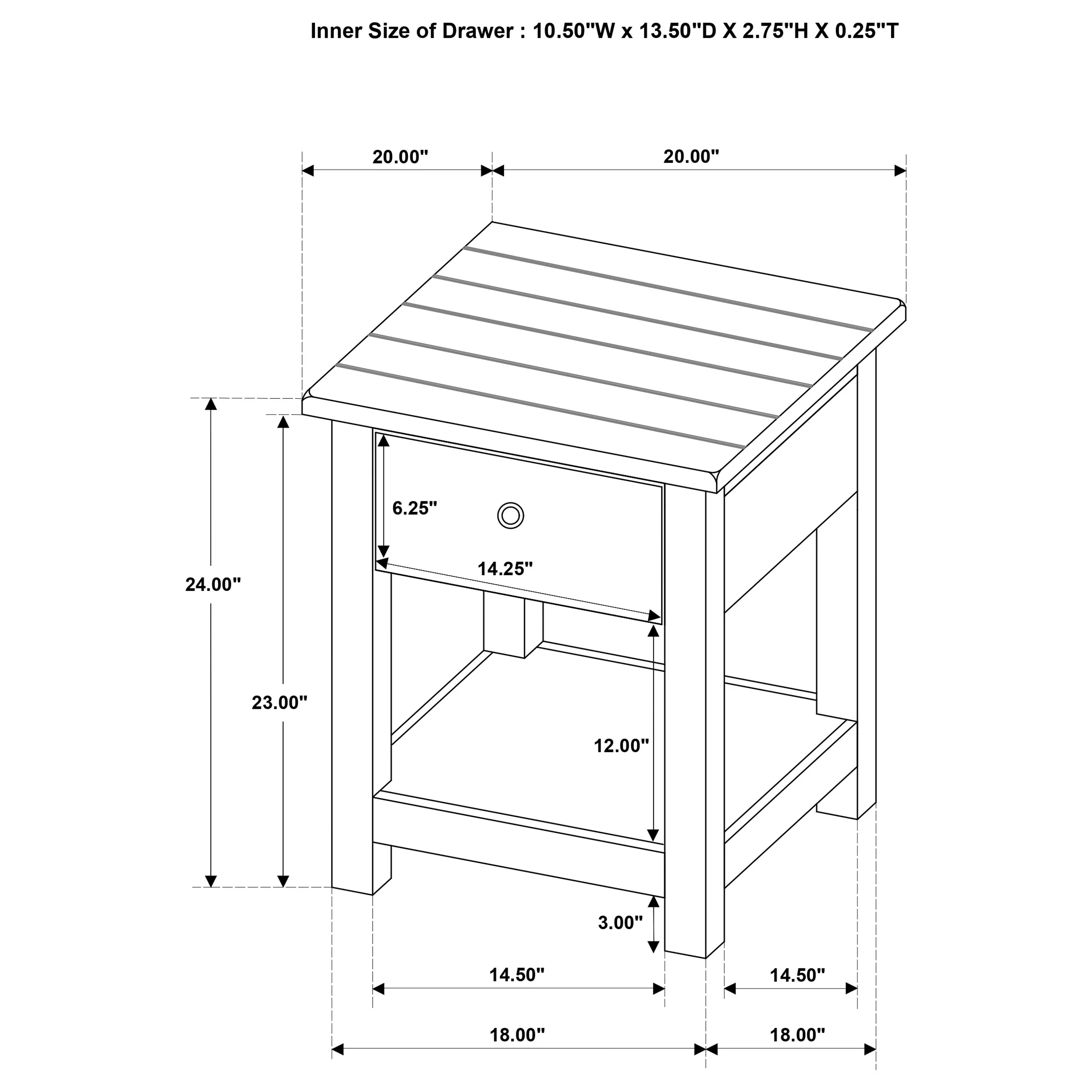 Payne 1-Drawer Wood End Table with Shelf - Distressed White - Image 7