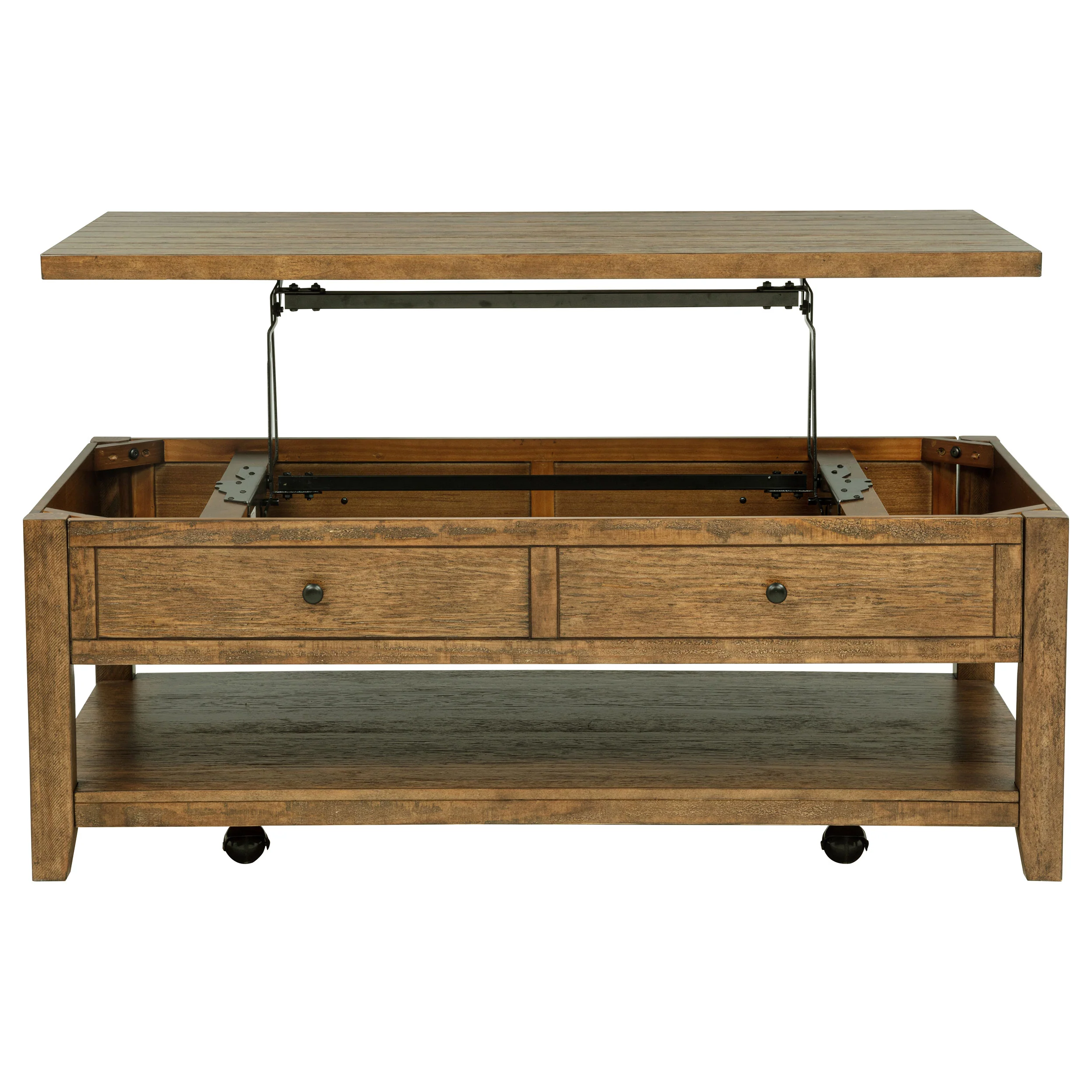 Payne 48-Inch Mobile Lift Top Coffee Table in Distressed Brown - Image 10