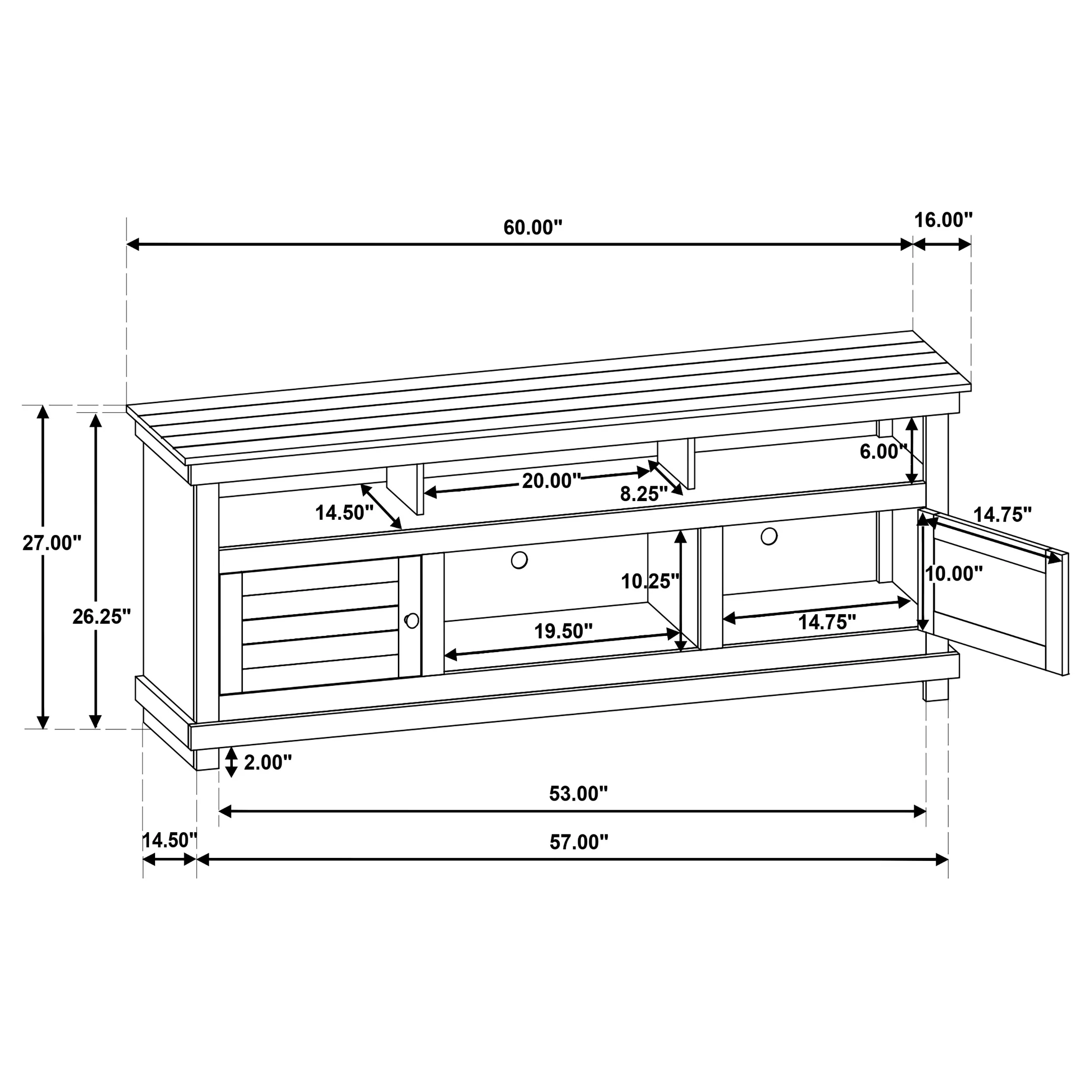 Payne 60-inch TV Stand Media Console in Distressed Java - Image 11