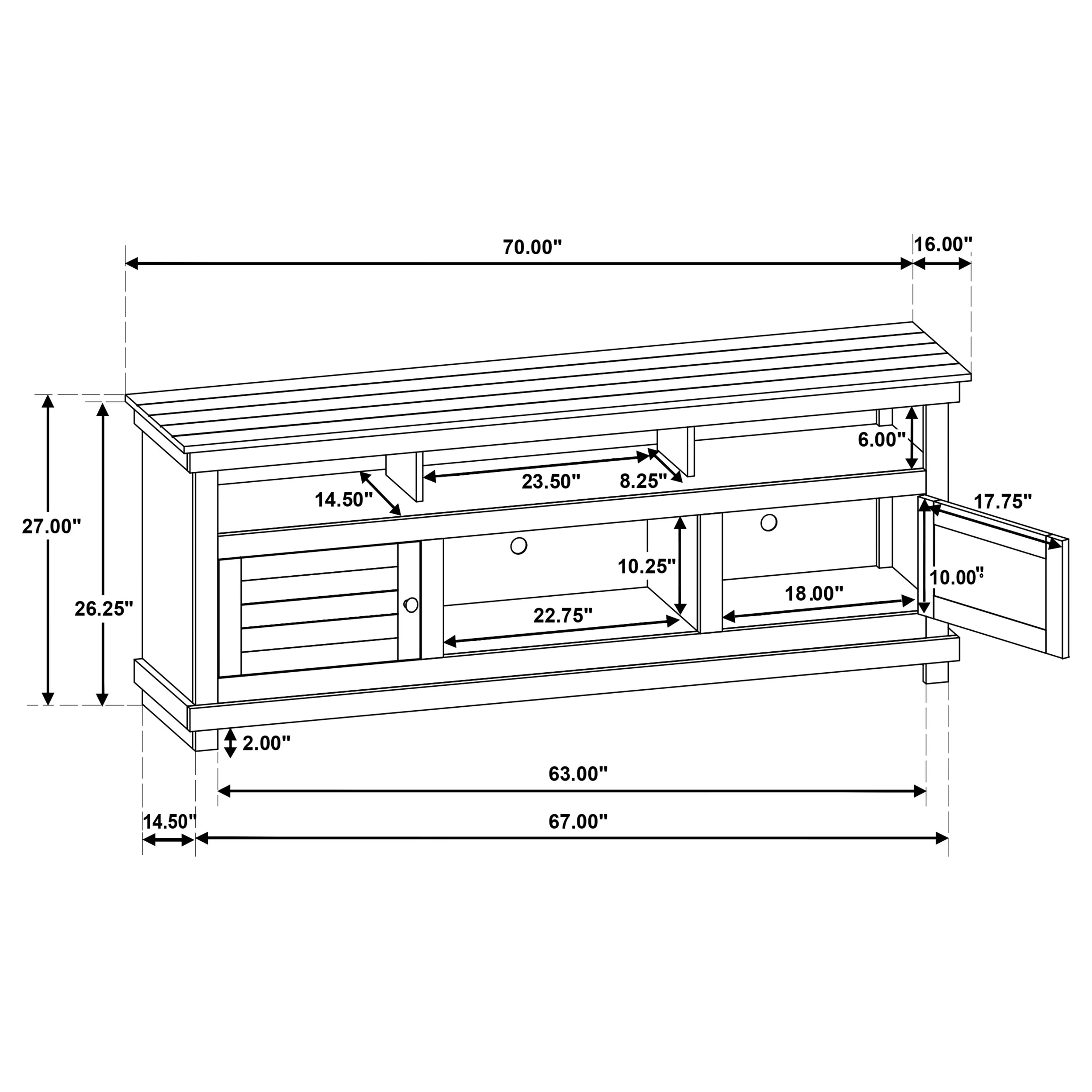 Payne 70-Inch TV Stand Media Console in Distressed Brown - Image 12