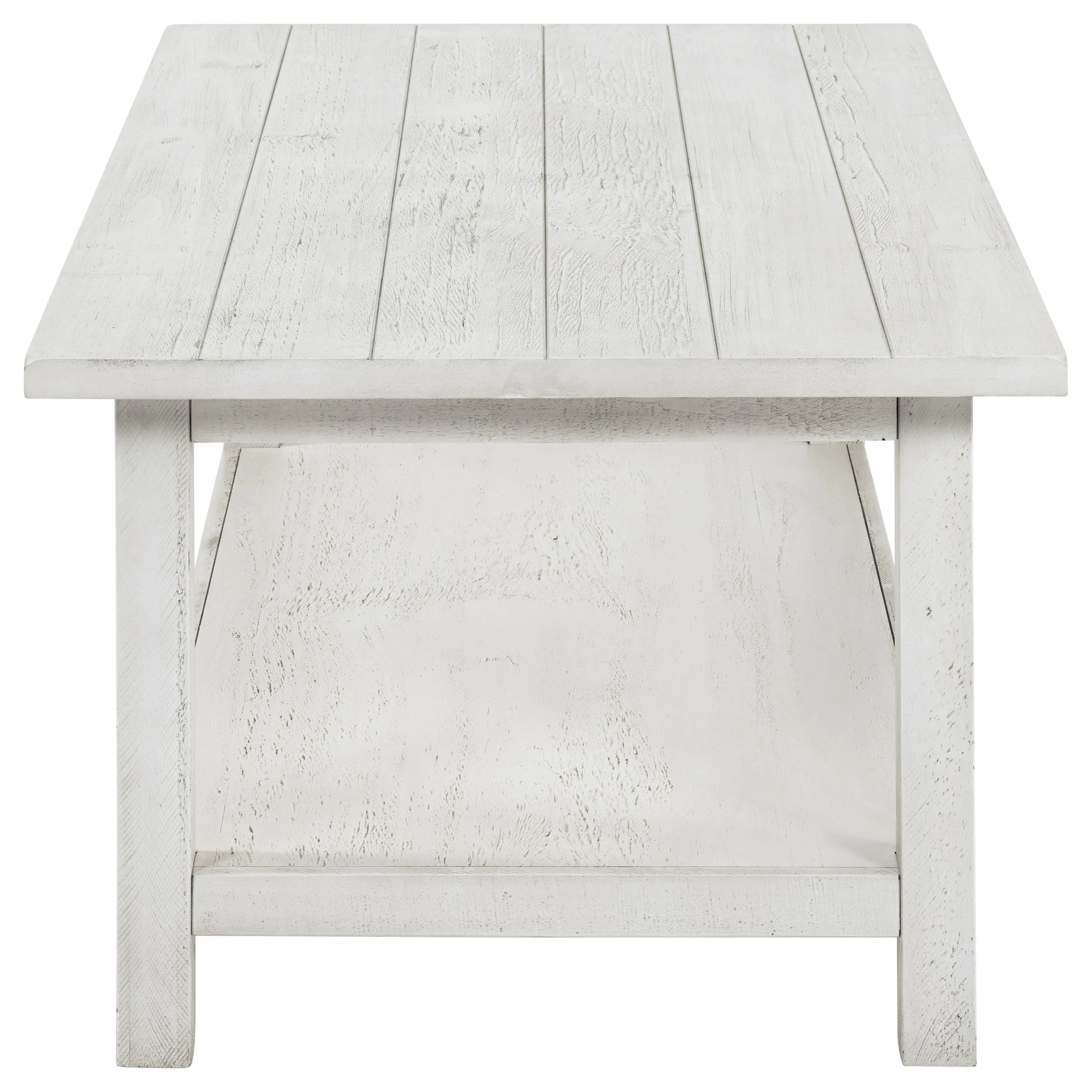 Payne Wood Coffee Table with Shelf - Distressed White - Image 5