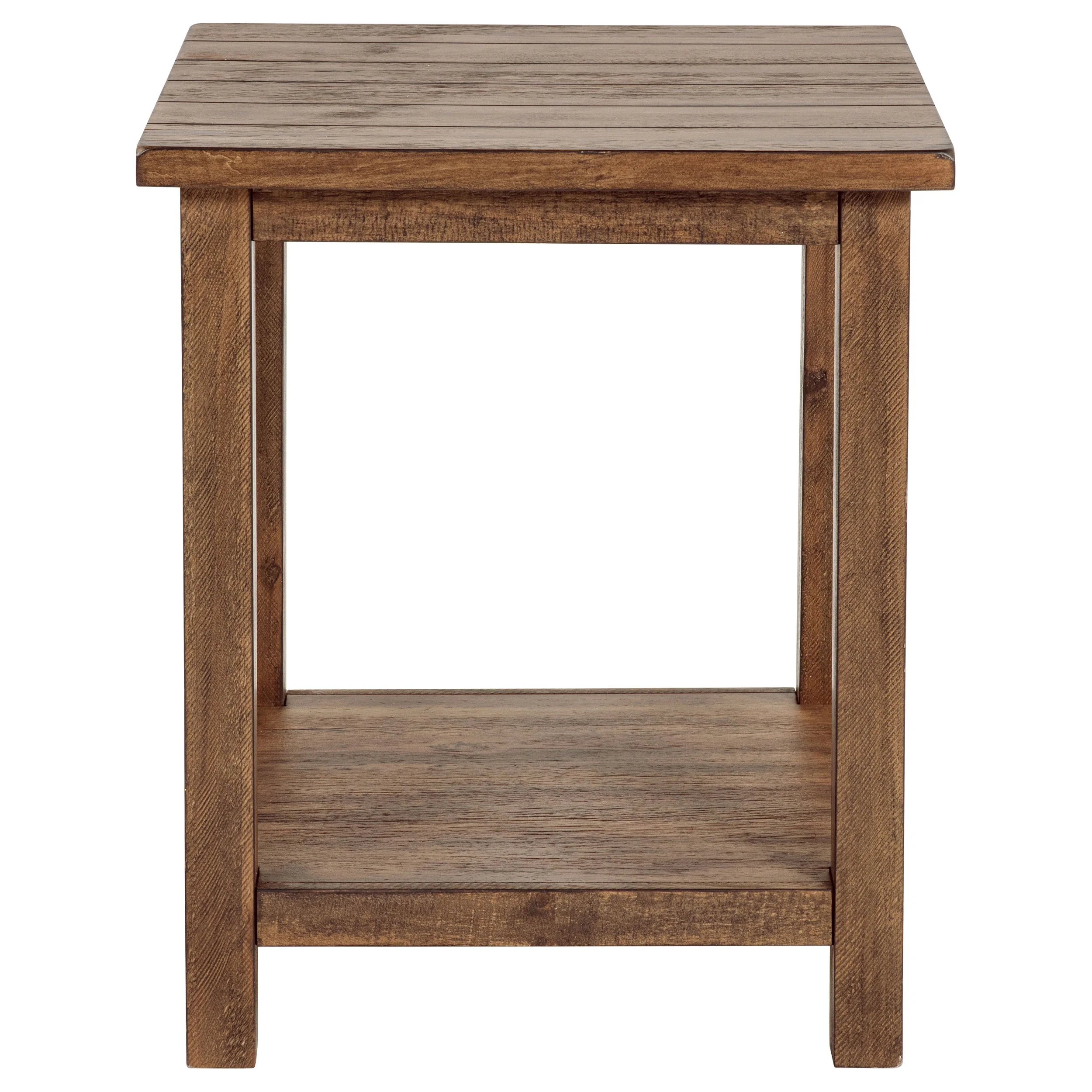 Payne Wood End Table with Shelf - Distressed Brown - Image 3