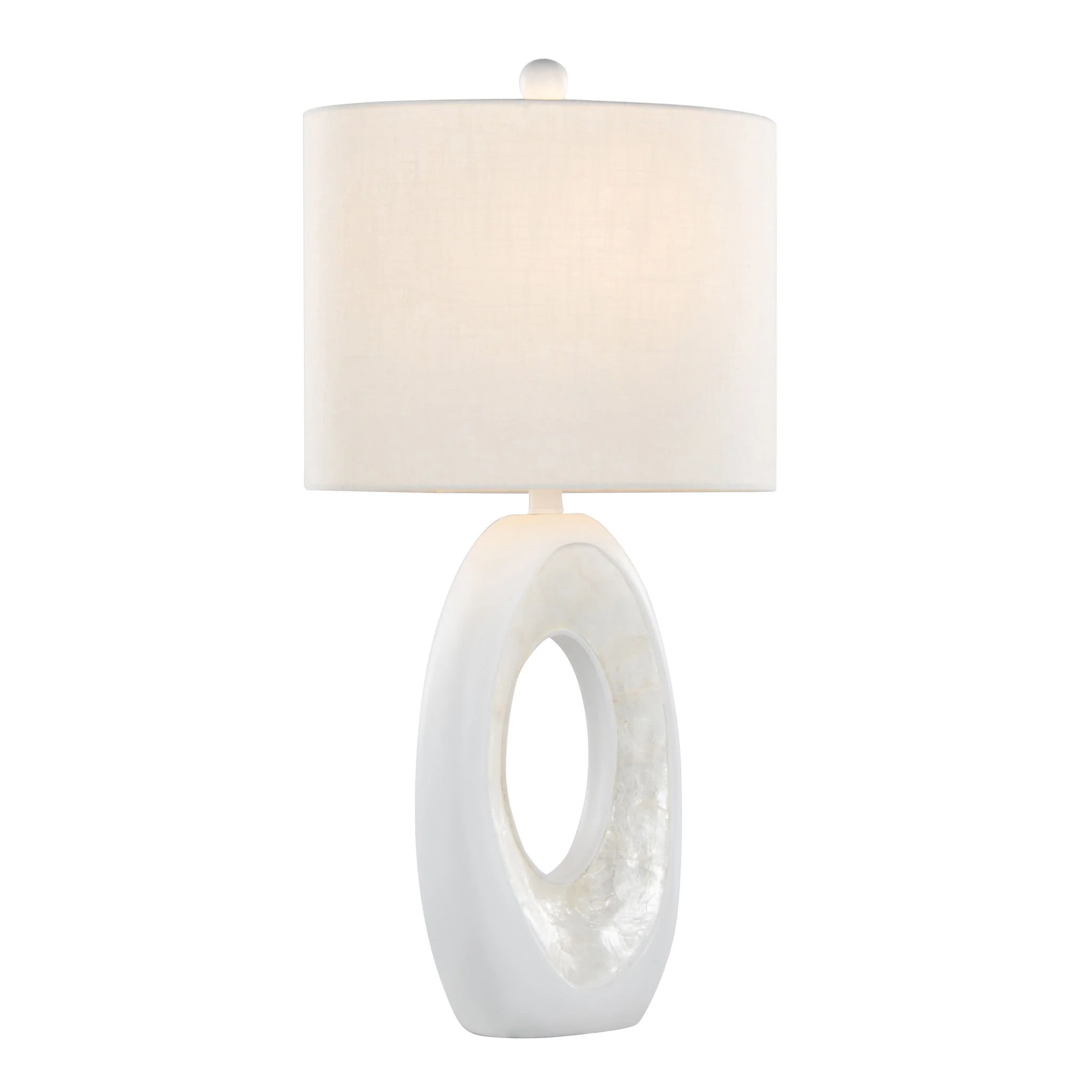 Pearl - Contemporary Table Lamp (Set of 2) - Matte White / Natural Shell - Image 4