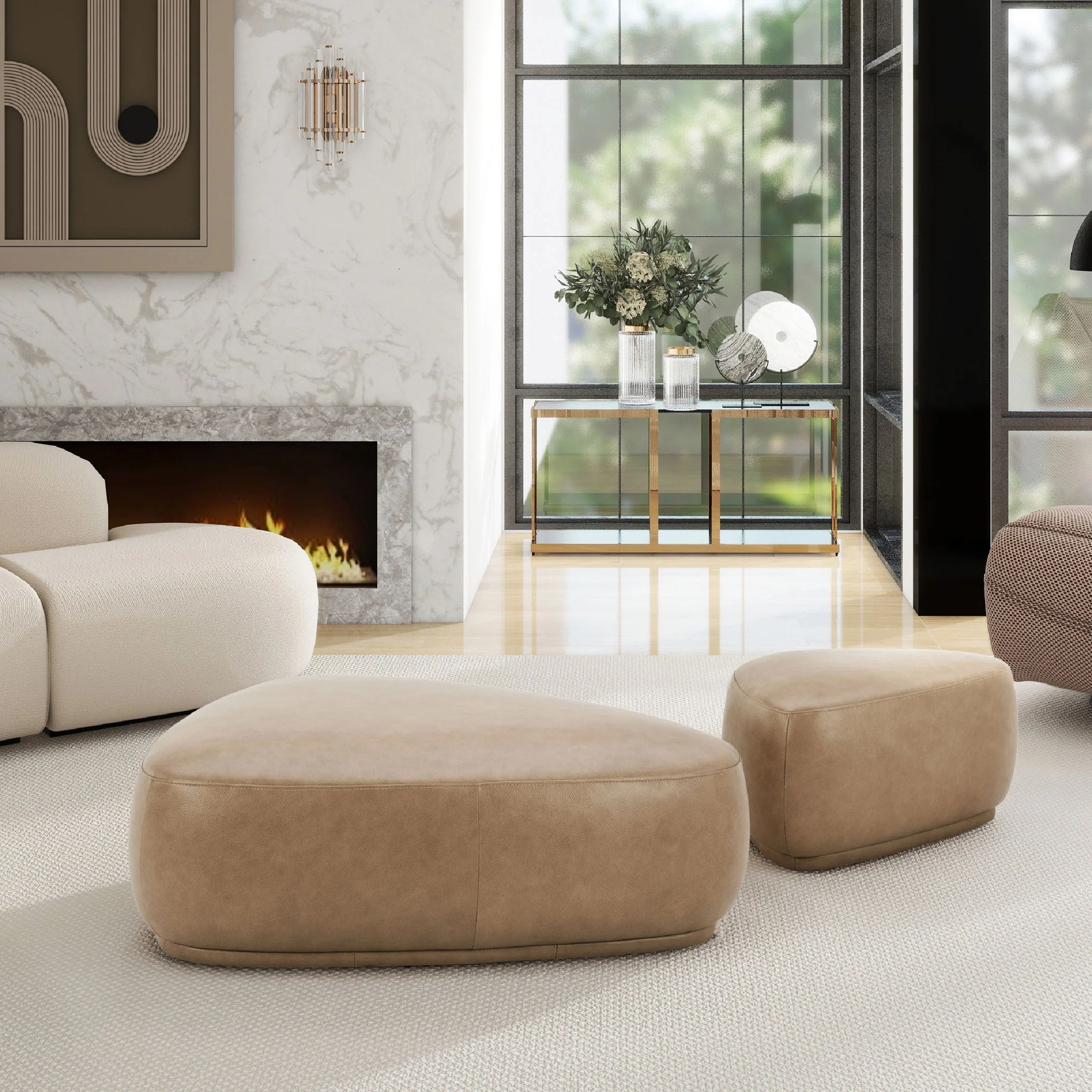 Pebble - Rounded Triangle Cocktail Ottoman - Image 2