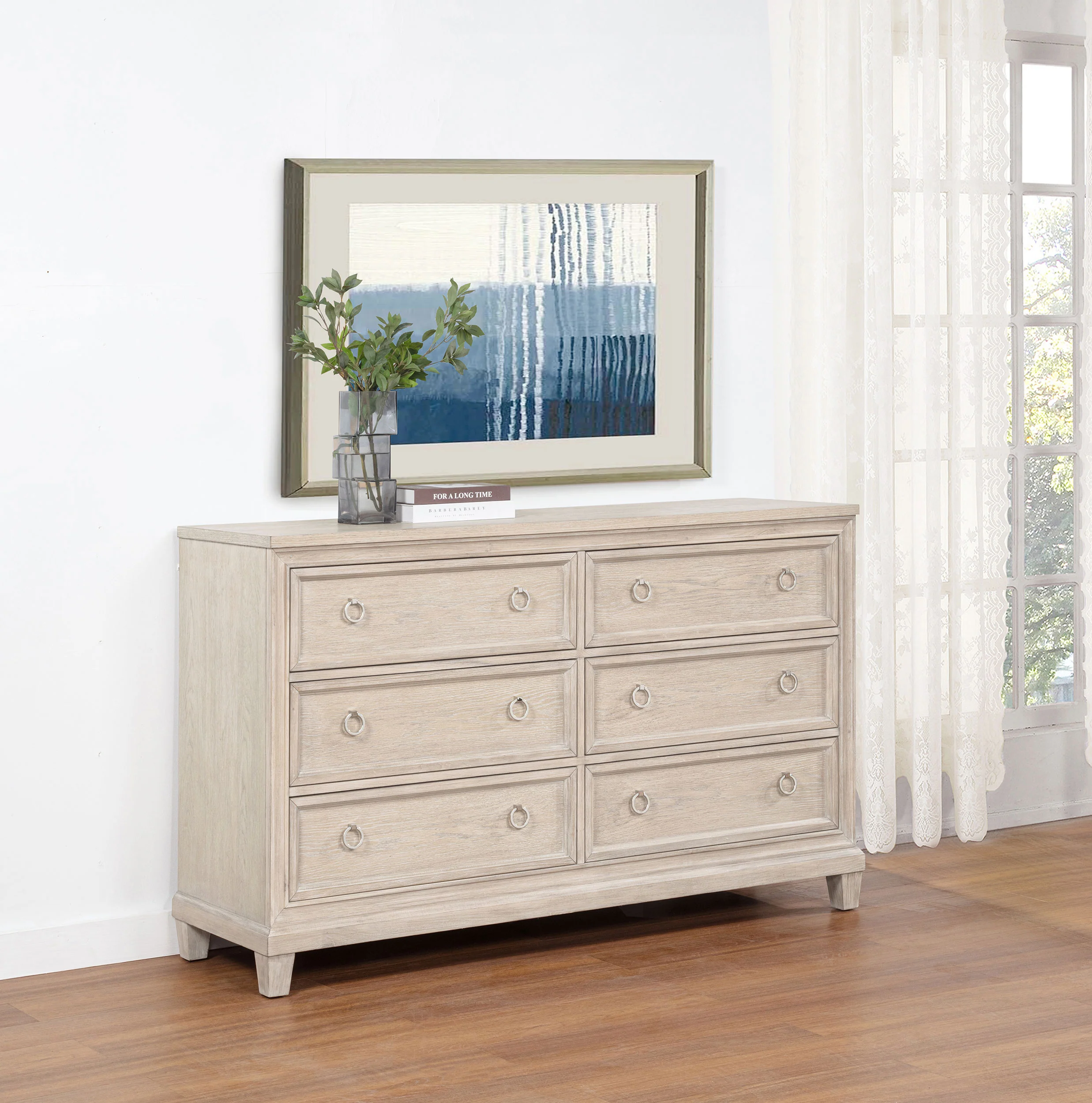Pembroke 6-Drawer Bedroom Dresser in Washed Oak - Image 4