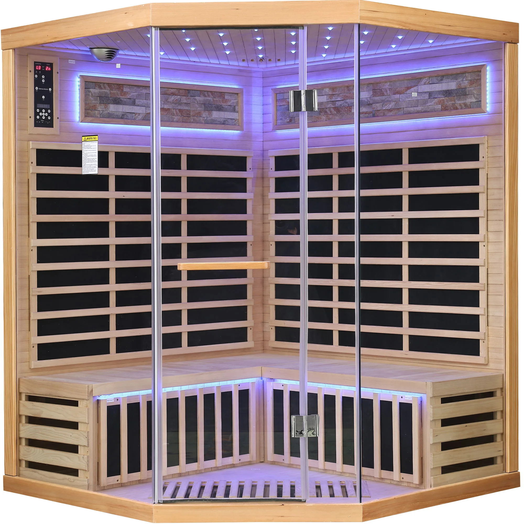 Pentagonal Sauna Room With Carbon Heating Plates - American White Oak - Image 7