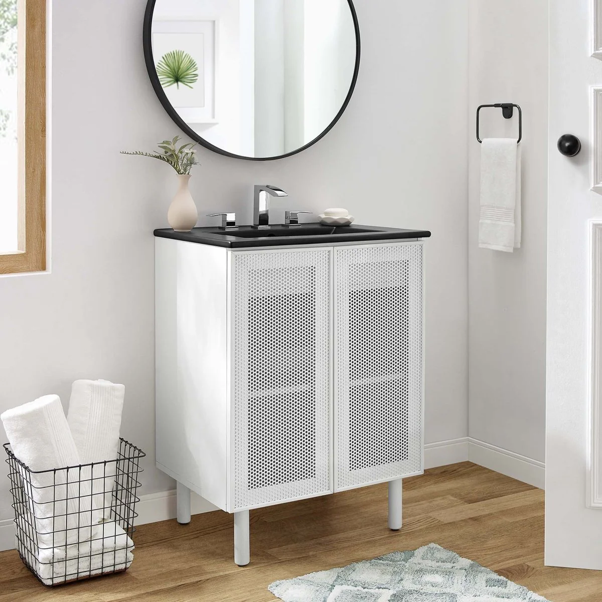 Perforated Metal Bathroom Vanity - Modern Industrial Design for Wall-Mount or Freestanding - Image 11
