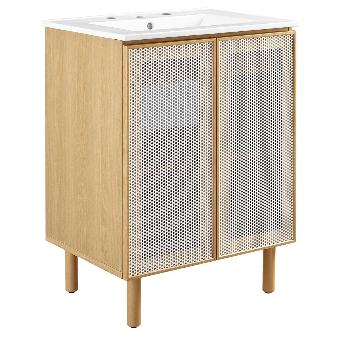 Perforated Metal Bathroom Vanity - Modern Industrial Design for Wall-Mount or Freestanding - Image 12