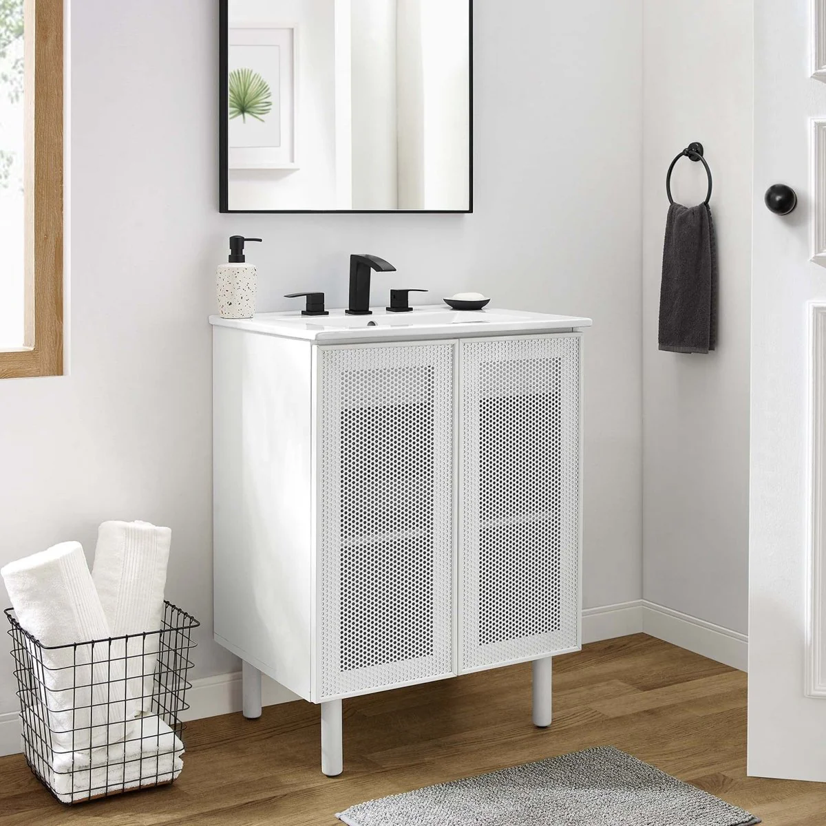 Perforated Metal Bathroom Vanity - Modern Industrial Design for Wall-Mount or Freestanding - Image 33