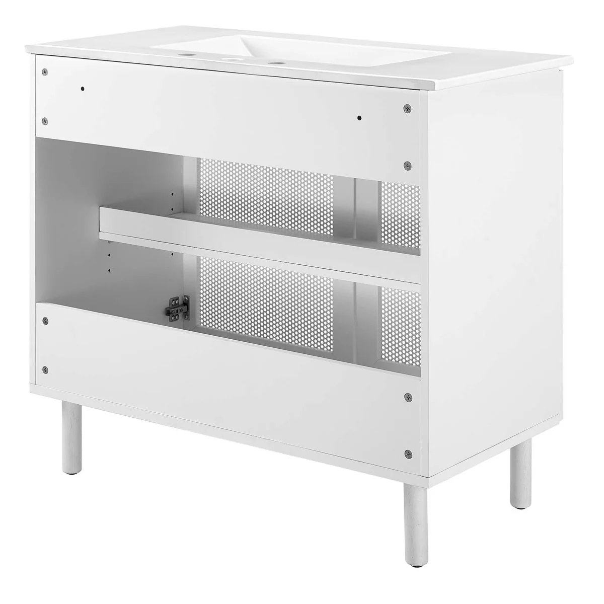 Perforated Metal Bathroom Vanity - Modern Industrial Design for Wall-Mount or Freestanding - Image 50