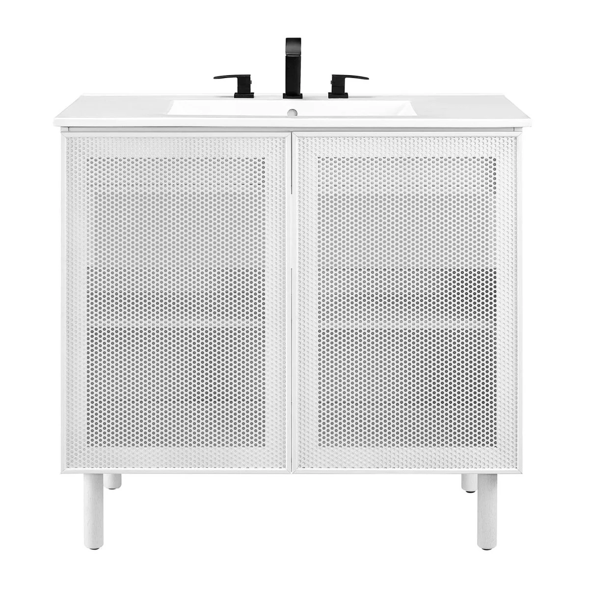 Perforated Metal Bathroom Vanity - Modern Industrial Design for Wall-Mount or Freestanding - Image 51