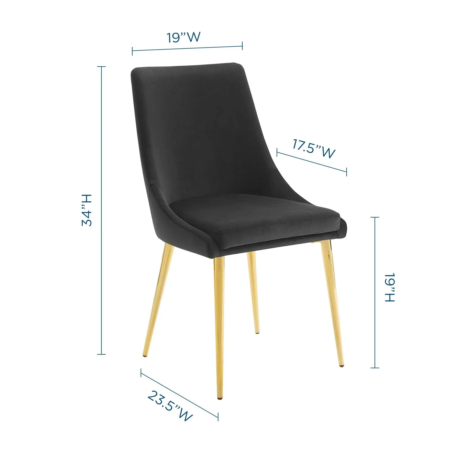 Performance Velvet Accent Dining Chair with Gold Legs - Image 8