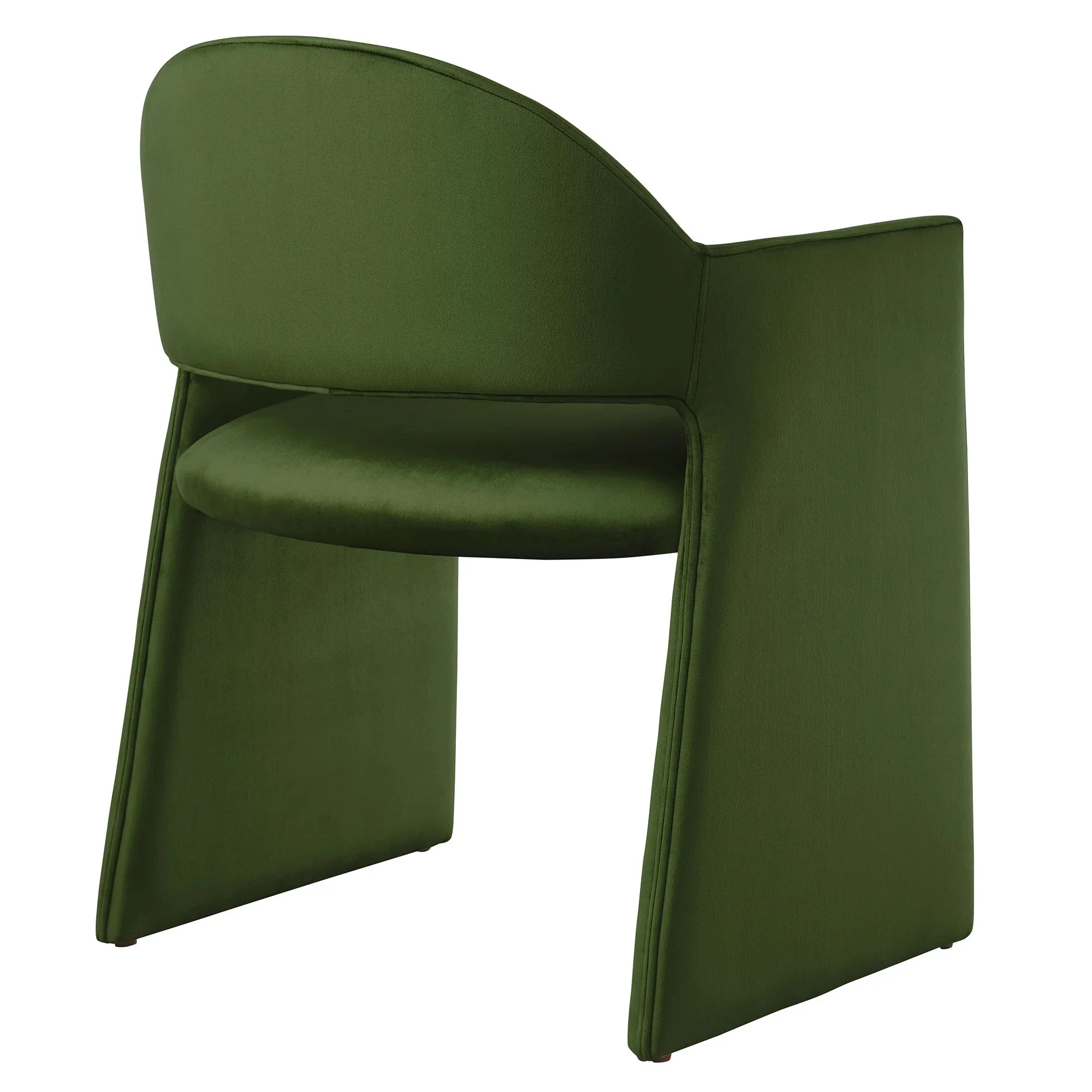 Performance Velvet Barrel Dining Armchair with Curved Back - Image 3