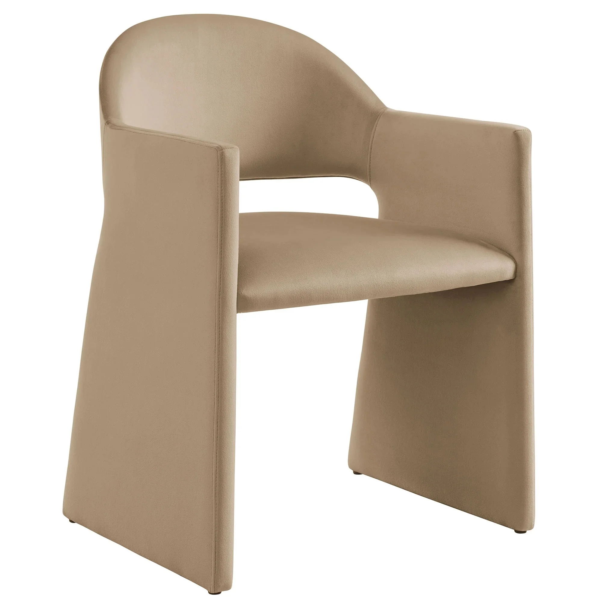 Performance Velvet Barrel Dining Armchair with Curved Back - Image 36