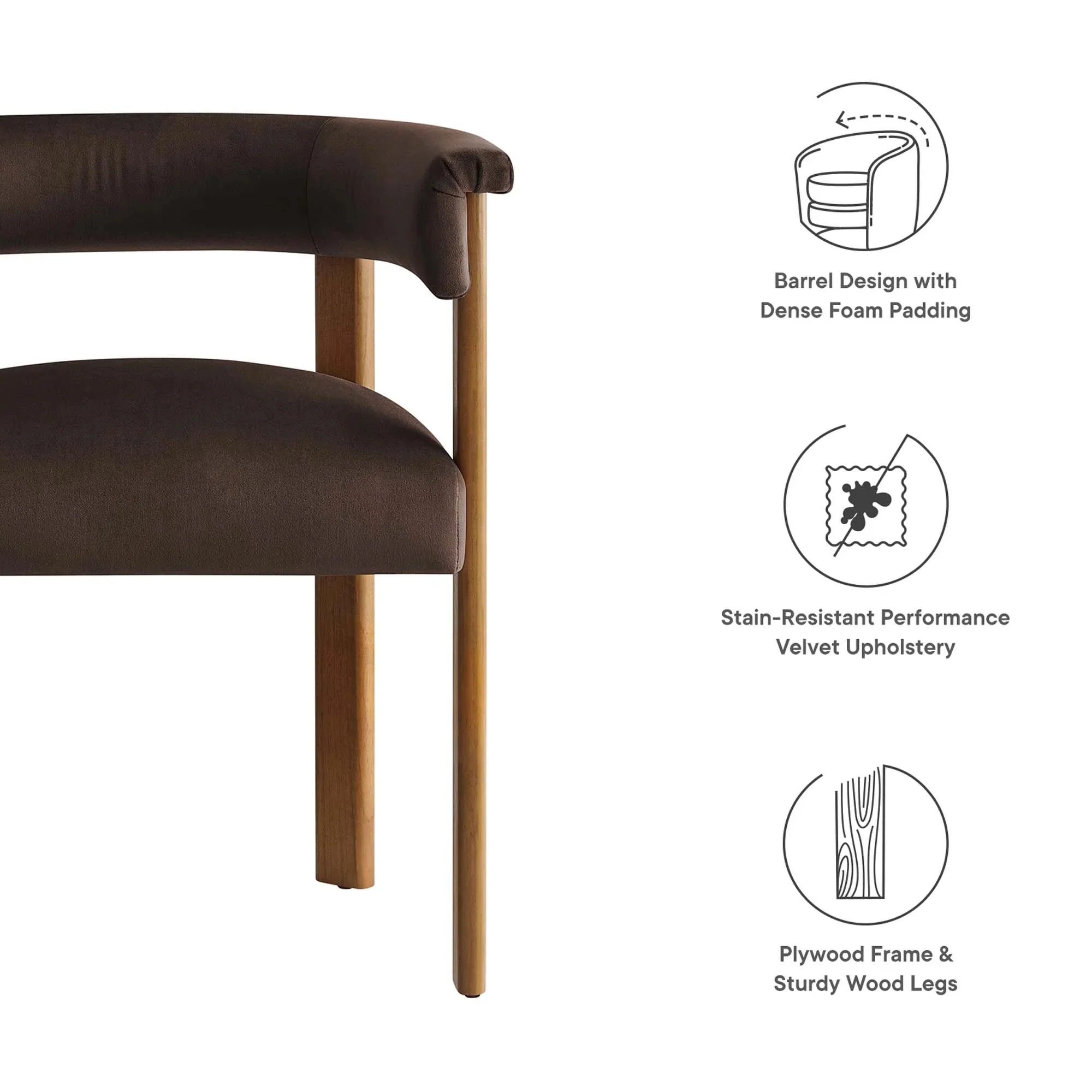 Performance Velvet Barrel Dining Chair Set with Wood Legs – Set of 2 - Image 20