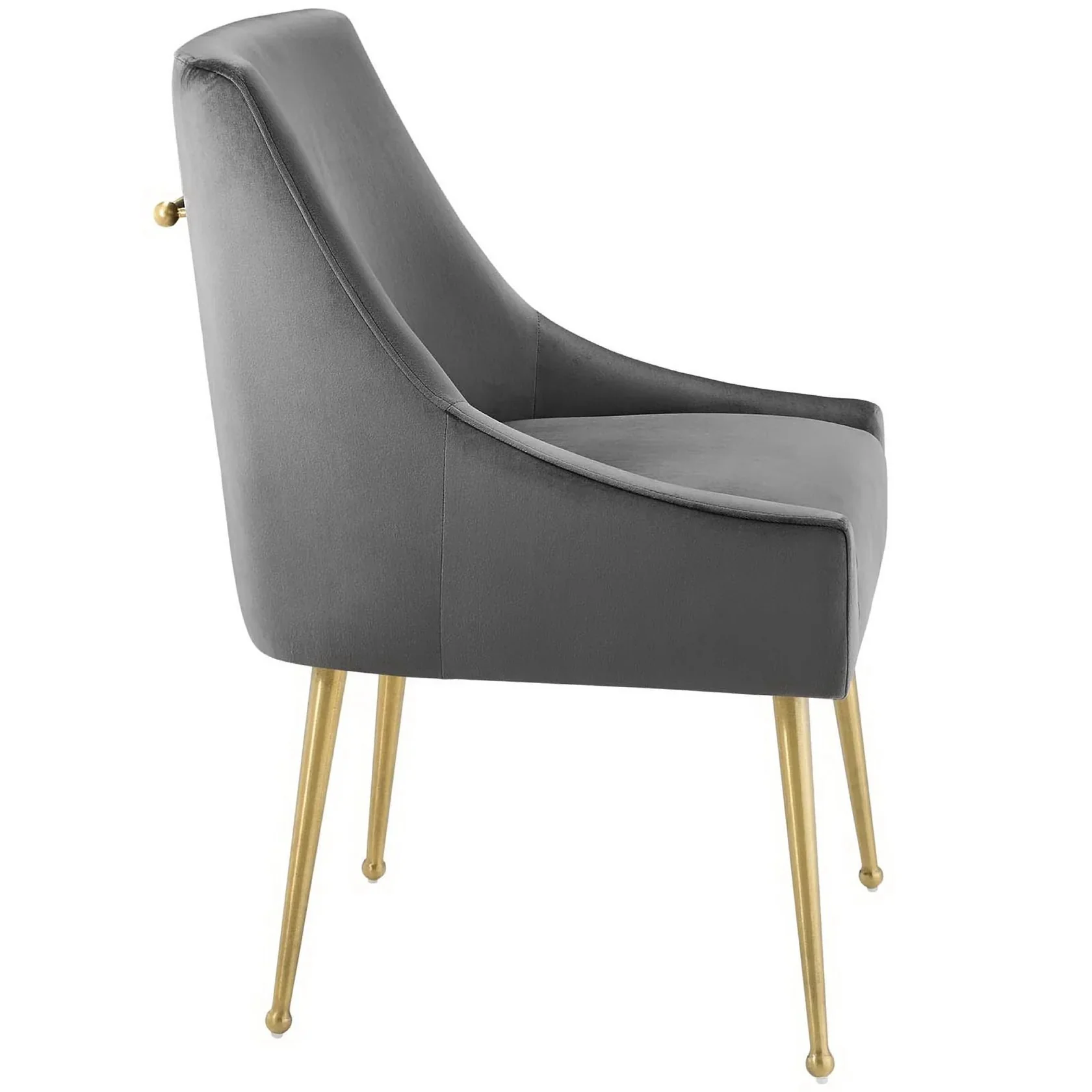 Performance Velvet Dining Accent Chair – Gold and Light Gray - Image 9