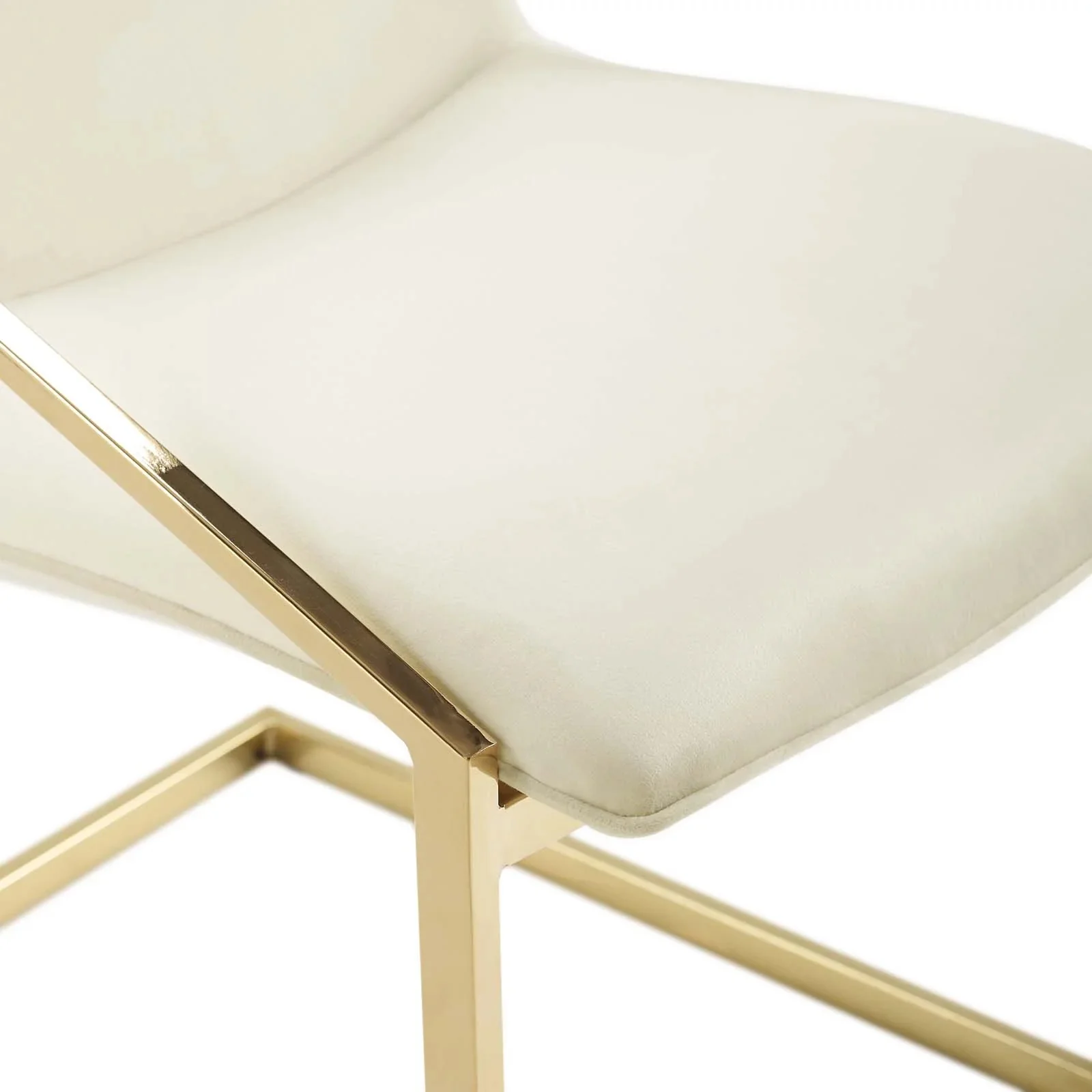 Performance Velvet Dining Armchair with Gold Geometric Frame - Image 14