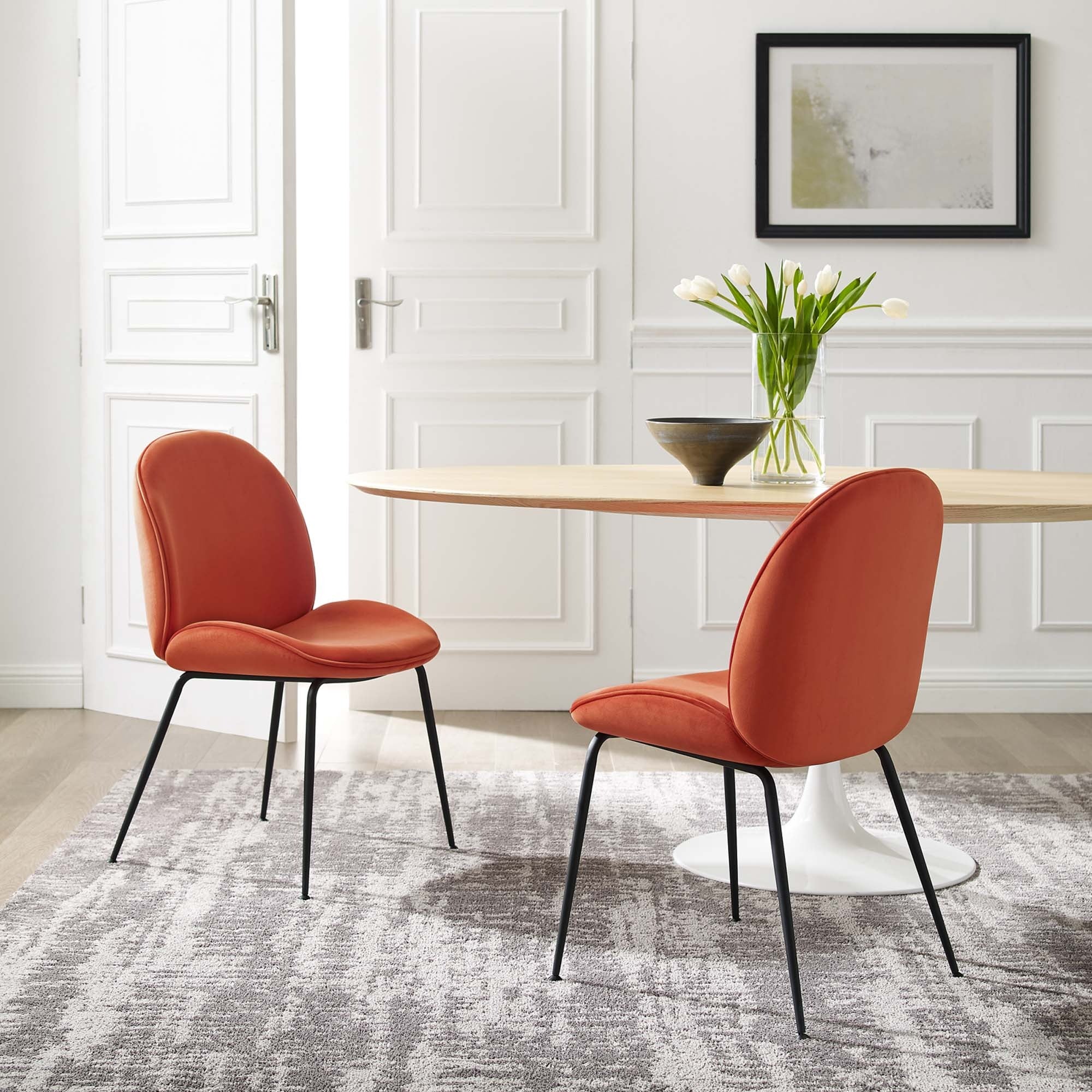 Performance Velvet Dining Side Chair Set with Black Steel Legs – Set of 2 - Image 13