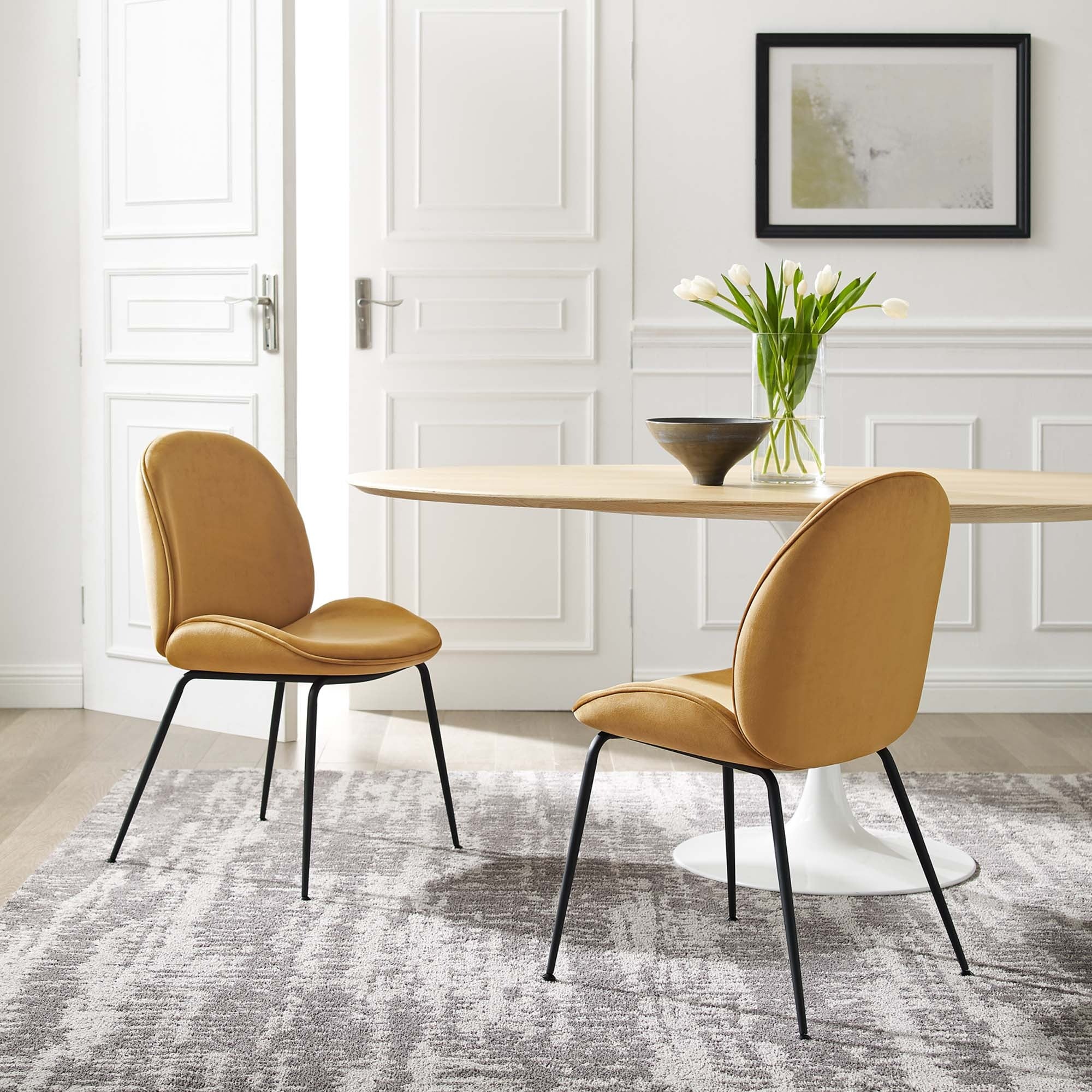 Performance Velvet Dining Side Chair Set with Black Steel Legs – Set of 2 - Image 6